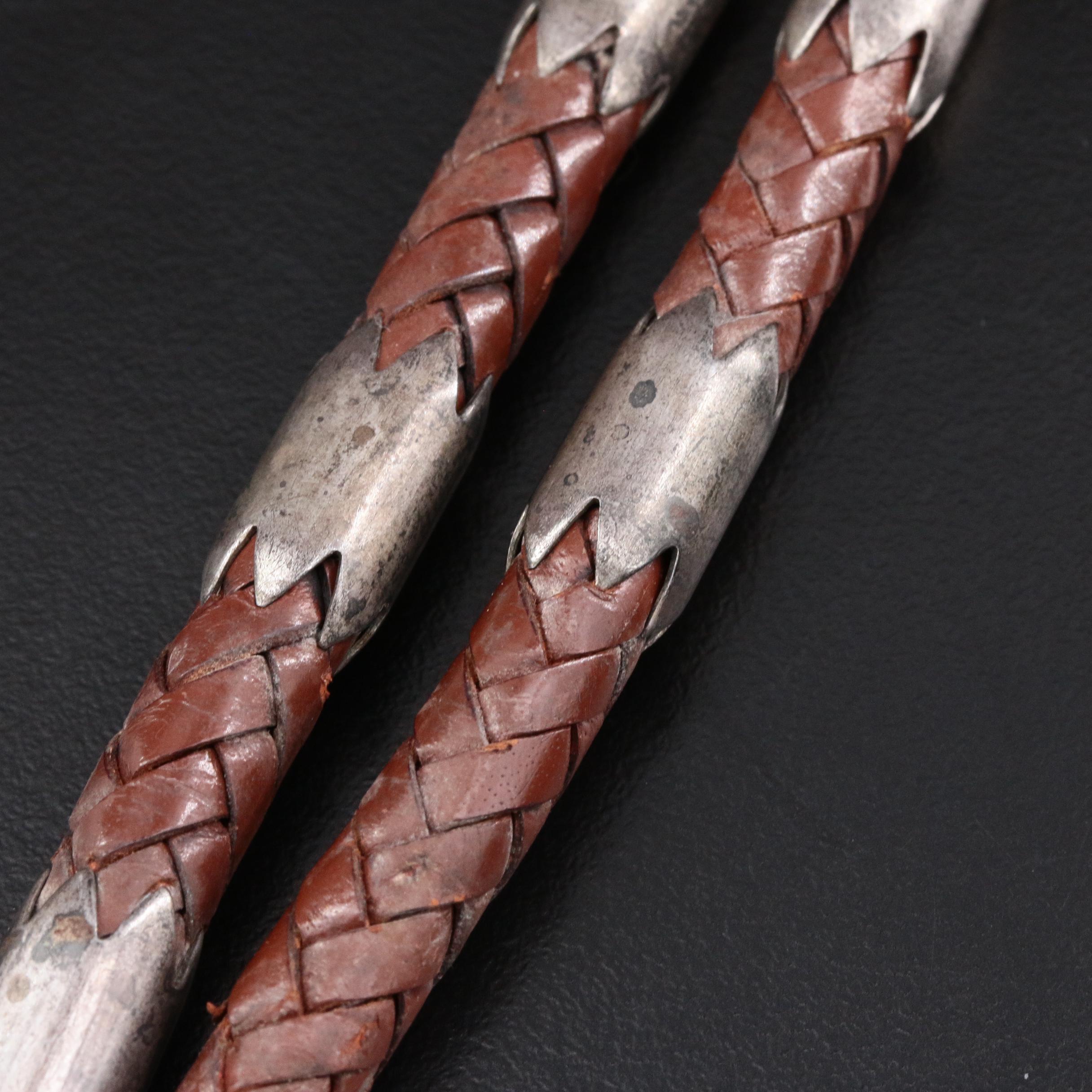 Victor Cedarstaff Southwestern Style Engraved Sterling Silver Turquoise Bolo Tie