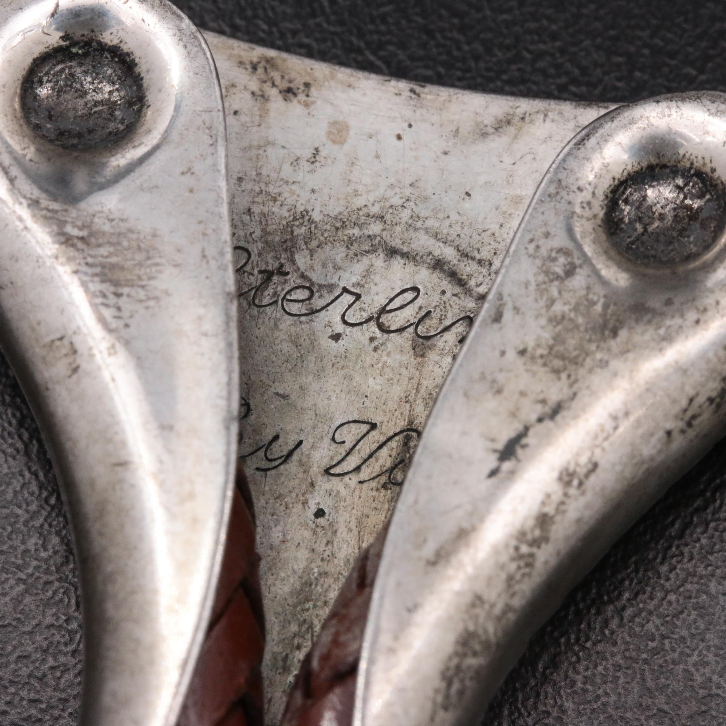 Victor Cedarstaff Southwestern Style Engraved Sterling Silver Turquoise Bolo Tie