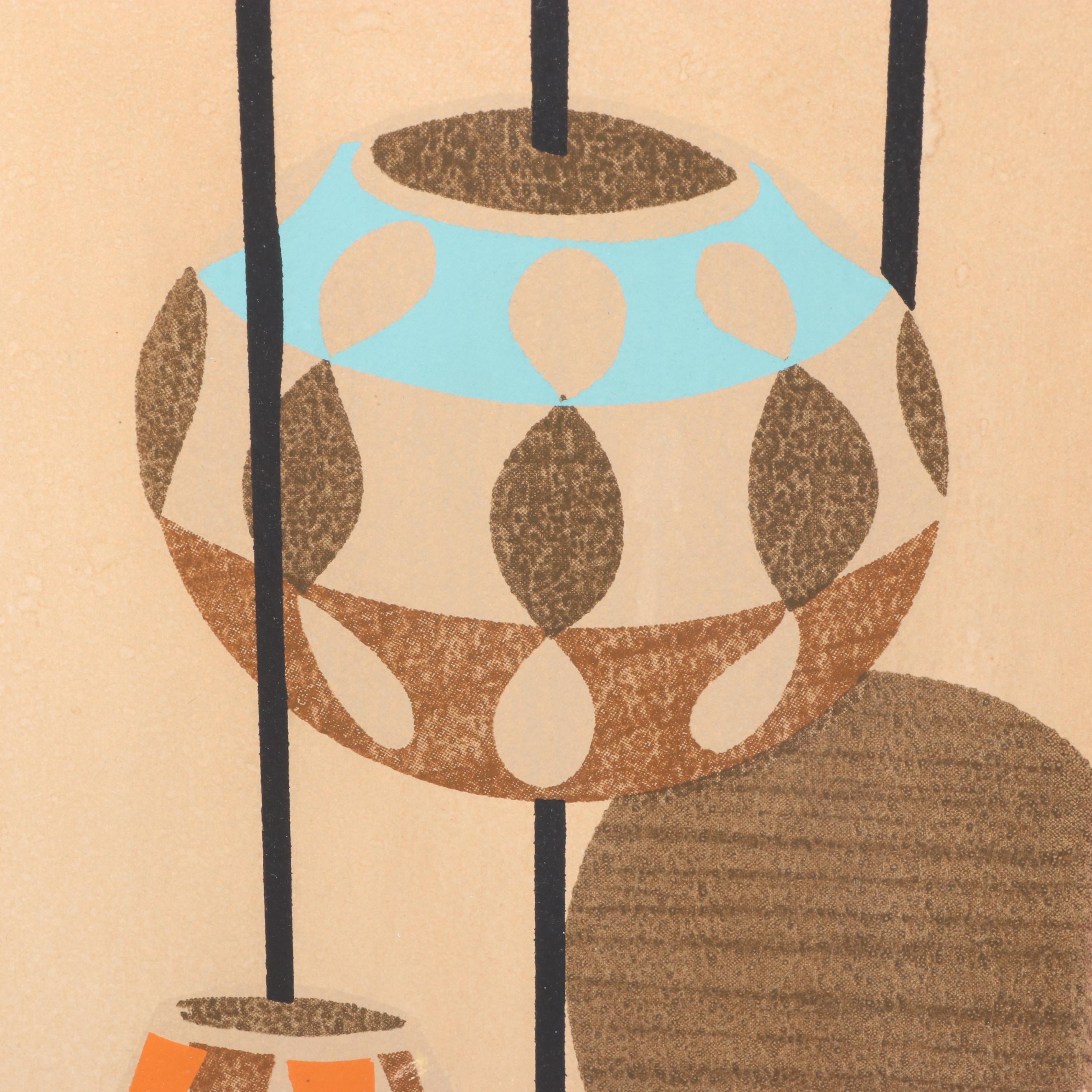 Illinois Moulding Co. Mid Century Modern Walnut-Stained Shadowbox Wall Mirror