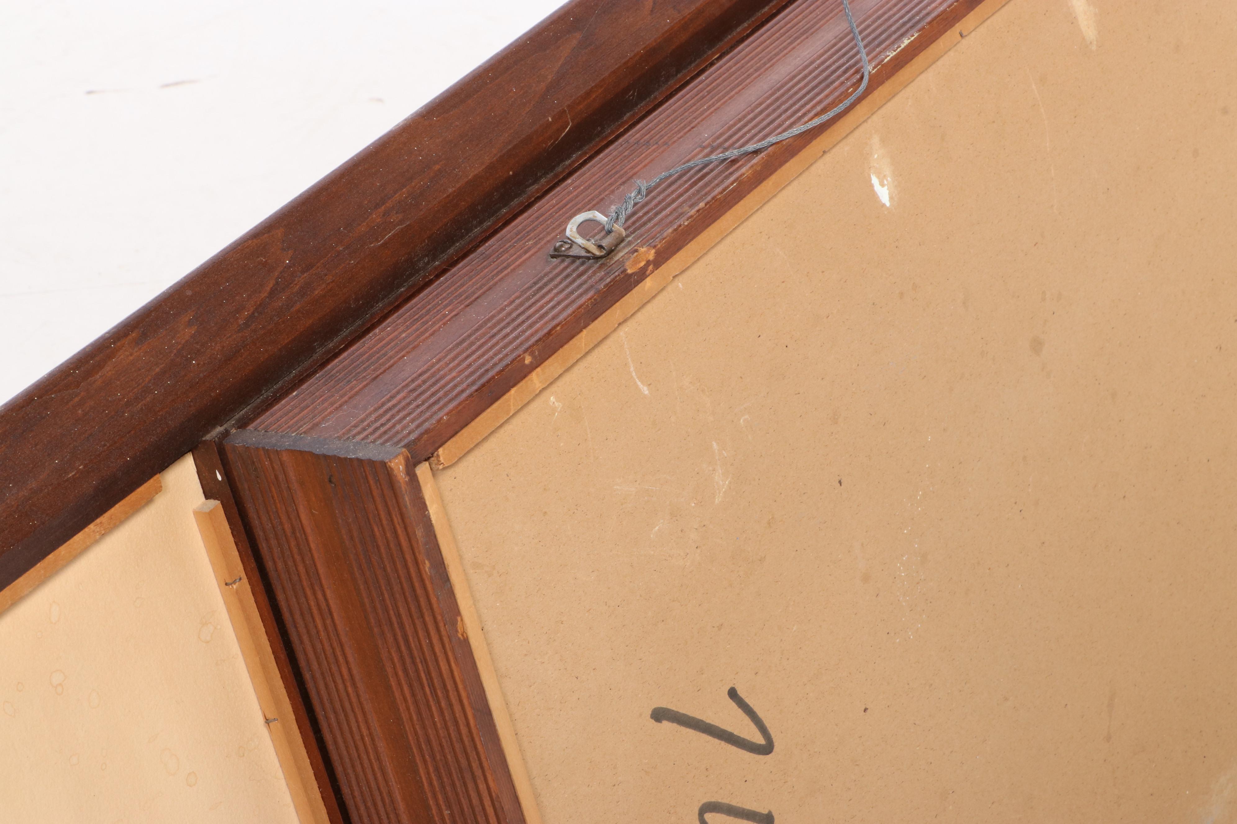 Illinois Moulding Co. Mid Century Modern Walnut-Stained Shadowbox Wall Mirror