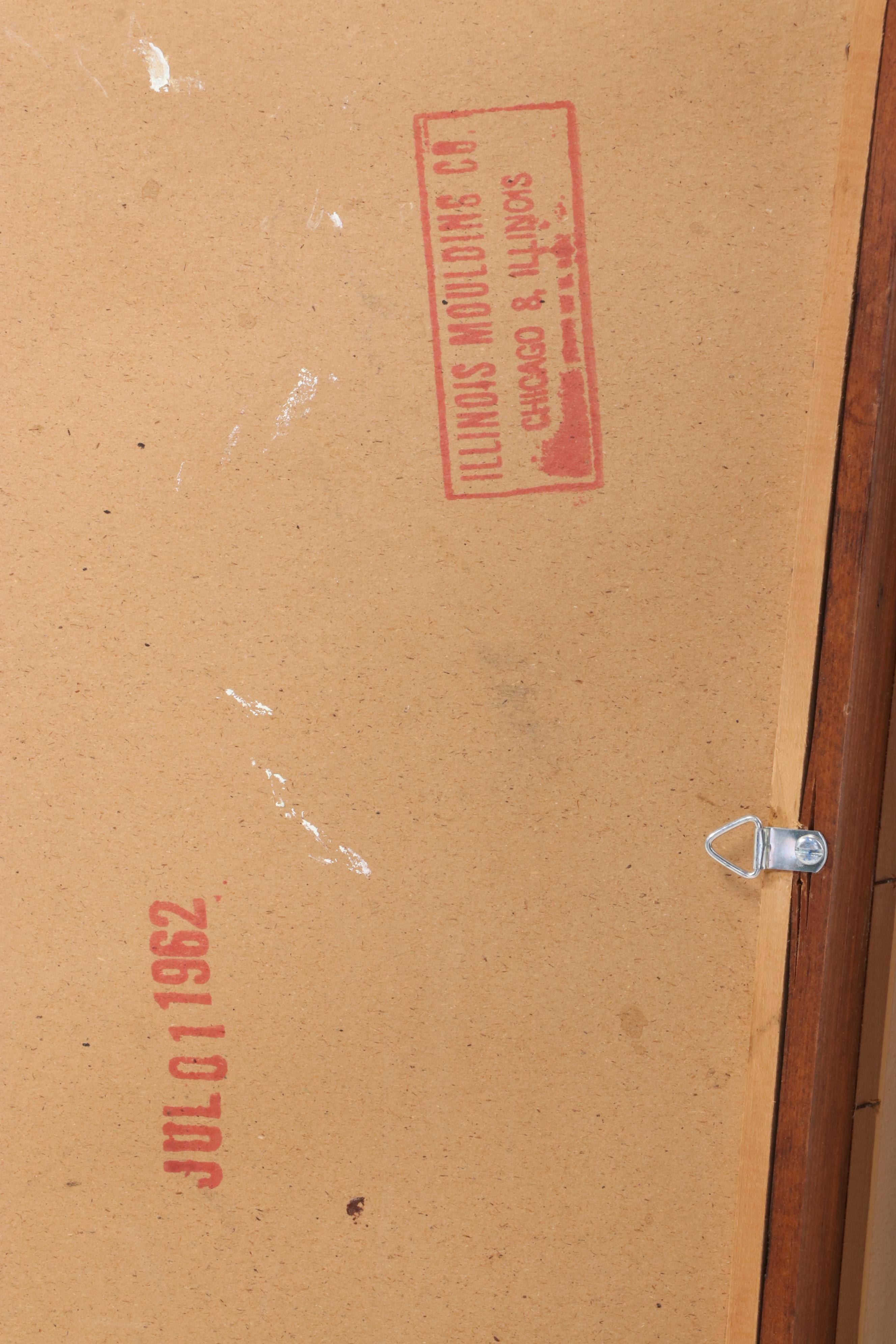 Illinois Moulding Co. Mid Century Modern Walnut-Stained Shadowbox Wall Mirror