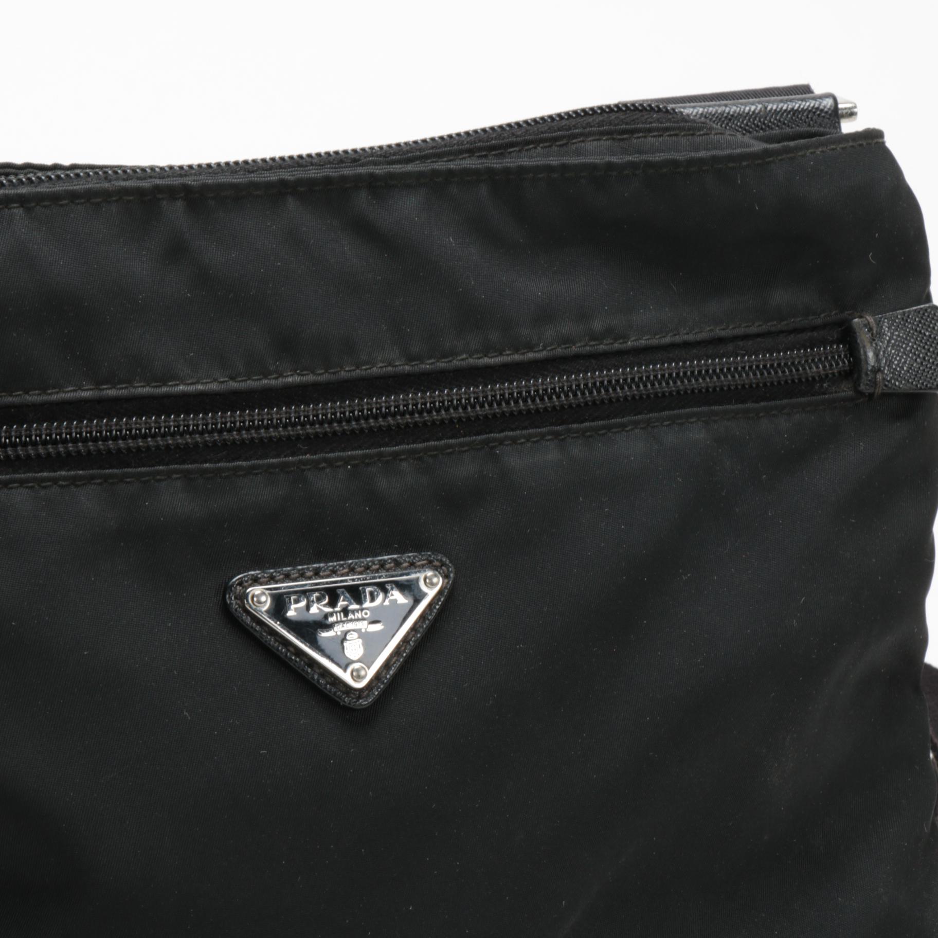 Prada Crossbody Bag in Black Tessuto Nylon and Saffiano Leather Trim