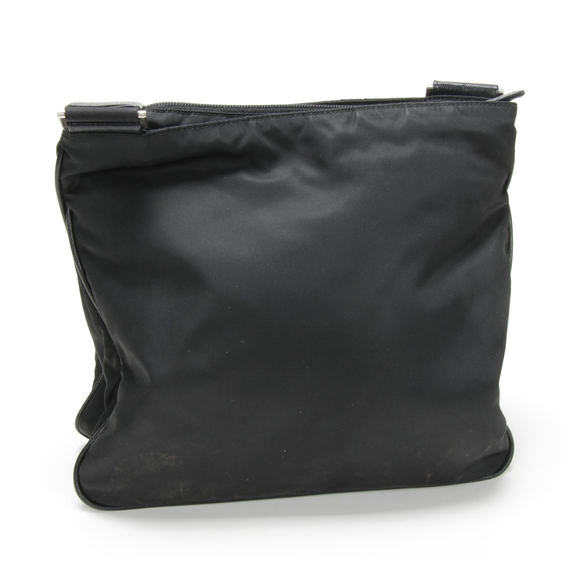 Prada Crossbody Bag in Black Tessuto Nylon and Saffiano Leather Trim