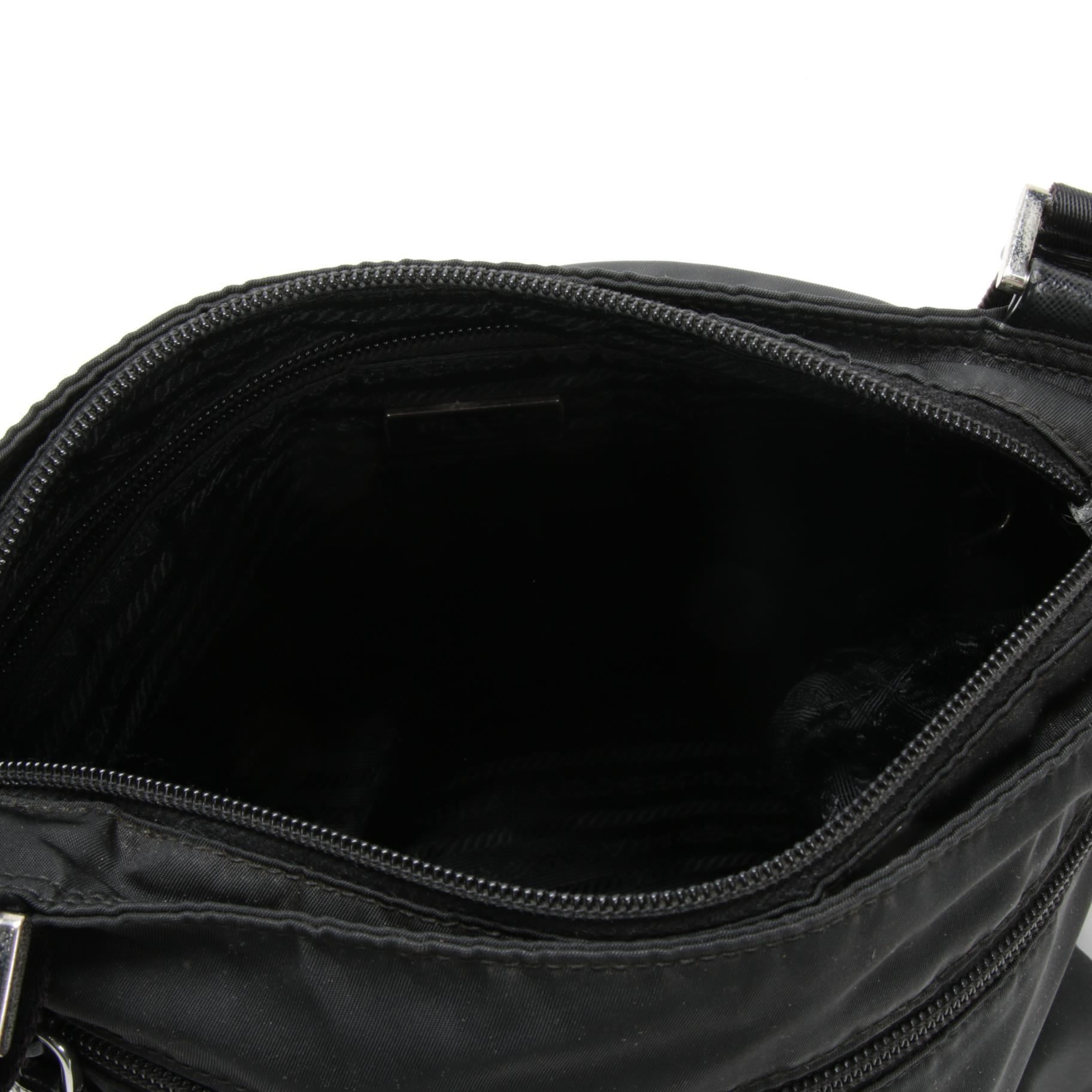 Prada Crossbody Bag in Black Tessuto Nylon and Saffiano Leather Trim