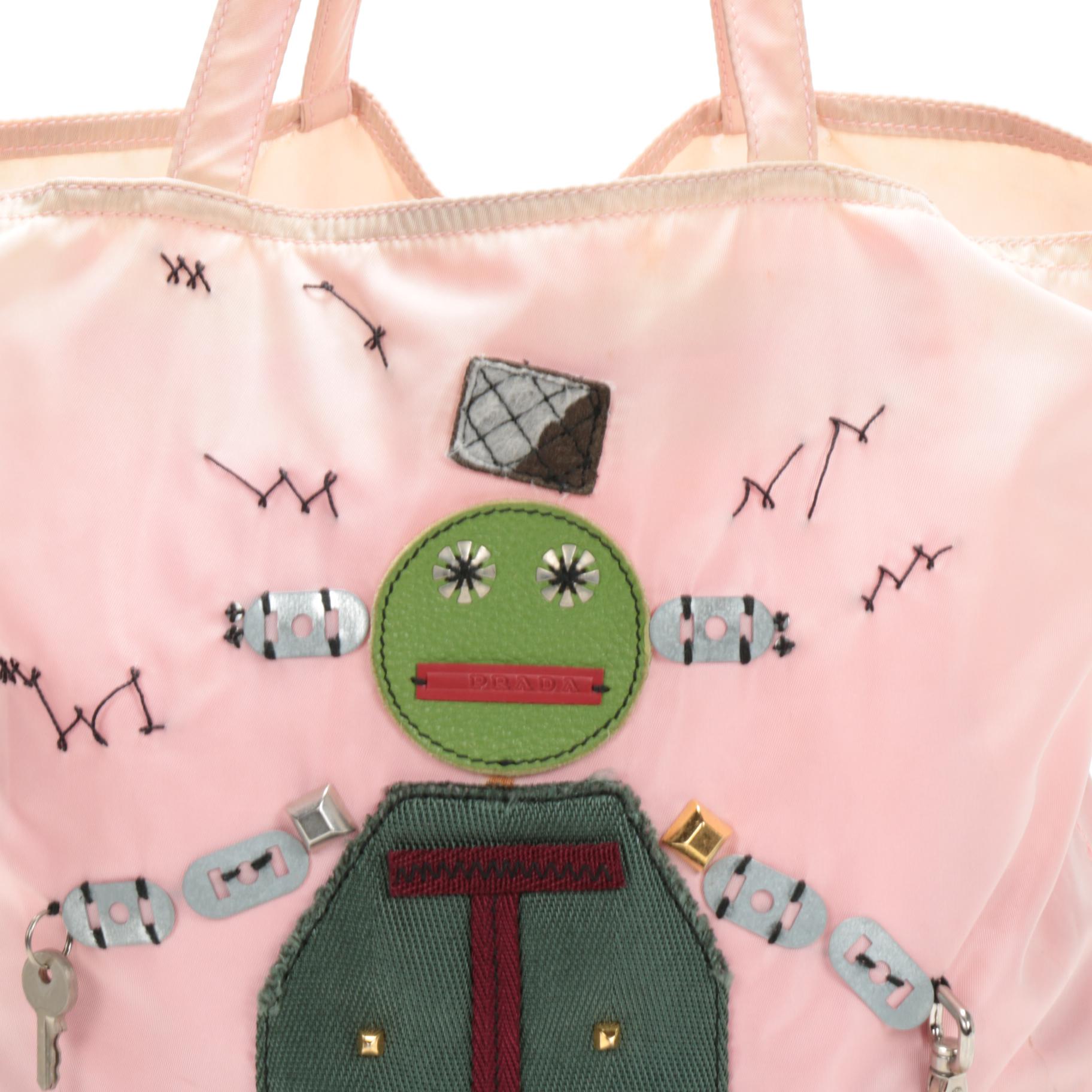 Prada Robot Shopper Tote Bag in Pink Tessuto Nylon