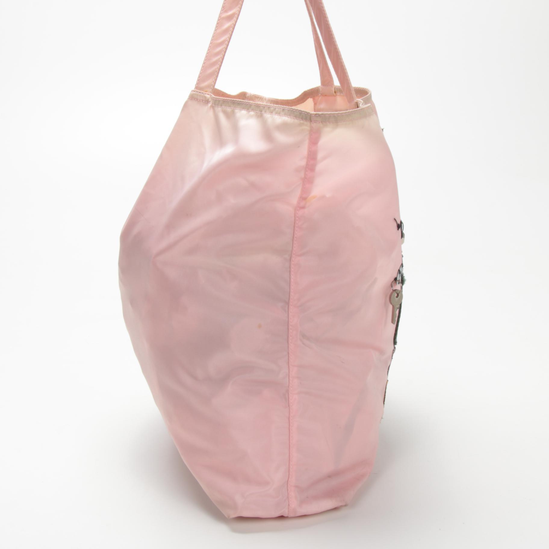 Prada Robot Shopper Tote Bag in Pink Tessuto Nylon