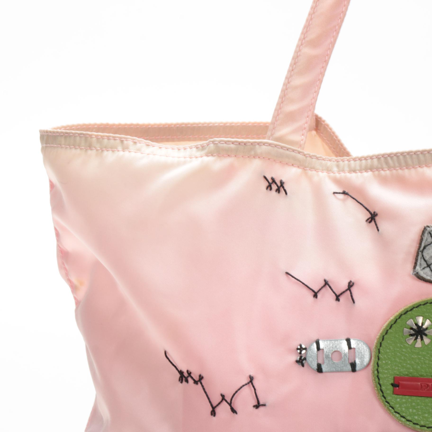 Prada Robot Shopper Tote Bag in Pink Tessuto Nylon