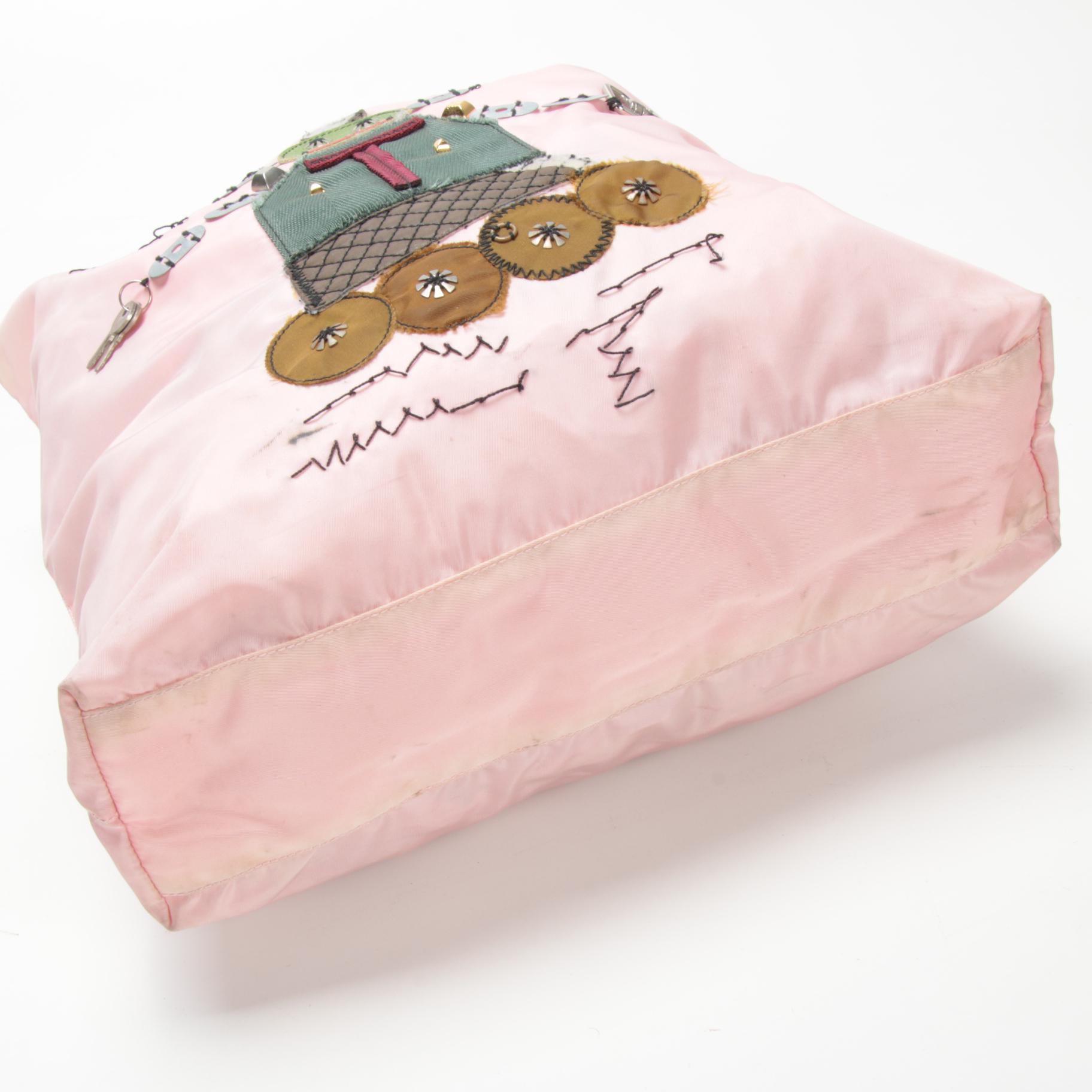 Prada Robot Shopper Tote Bag in Pink Tessuto Nylon