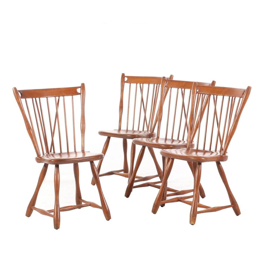 Central Supply Co. Brace-Back Maple Windsor Side Chairs, Mid-20th Century