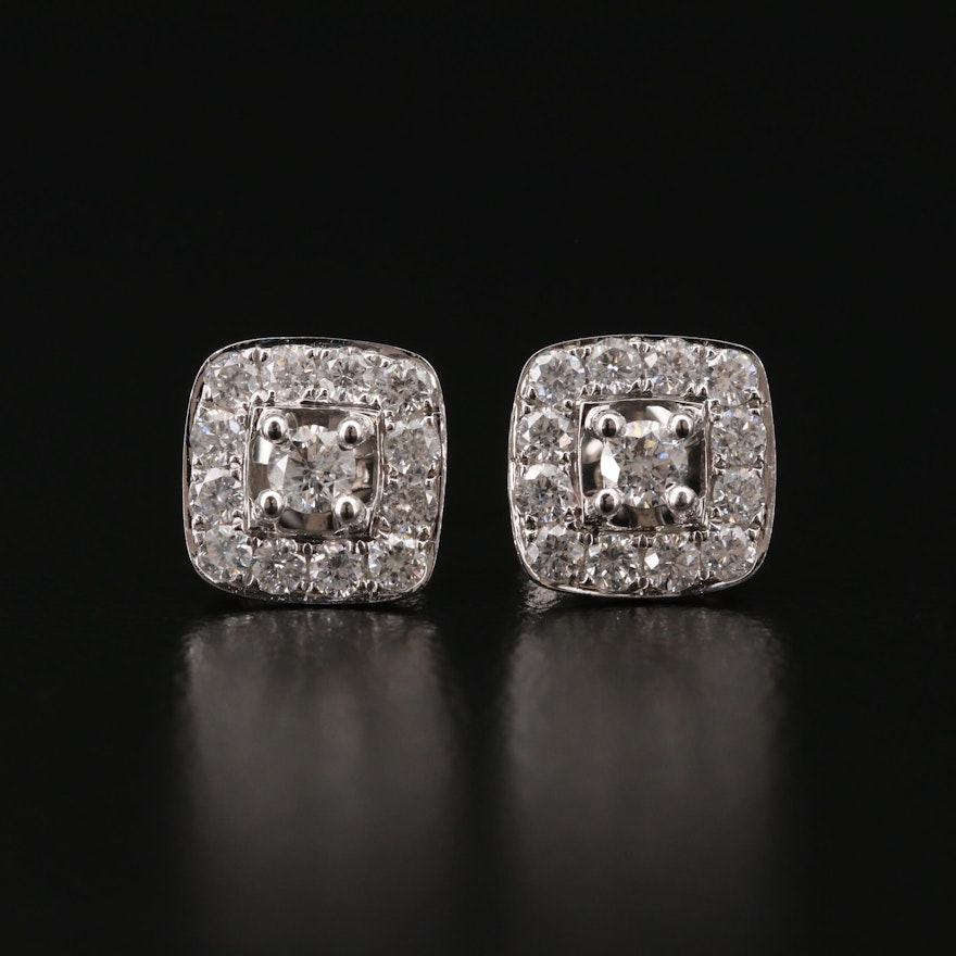 14K White Gold Diamond Earrings