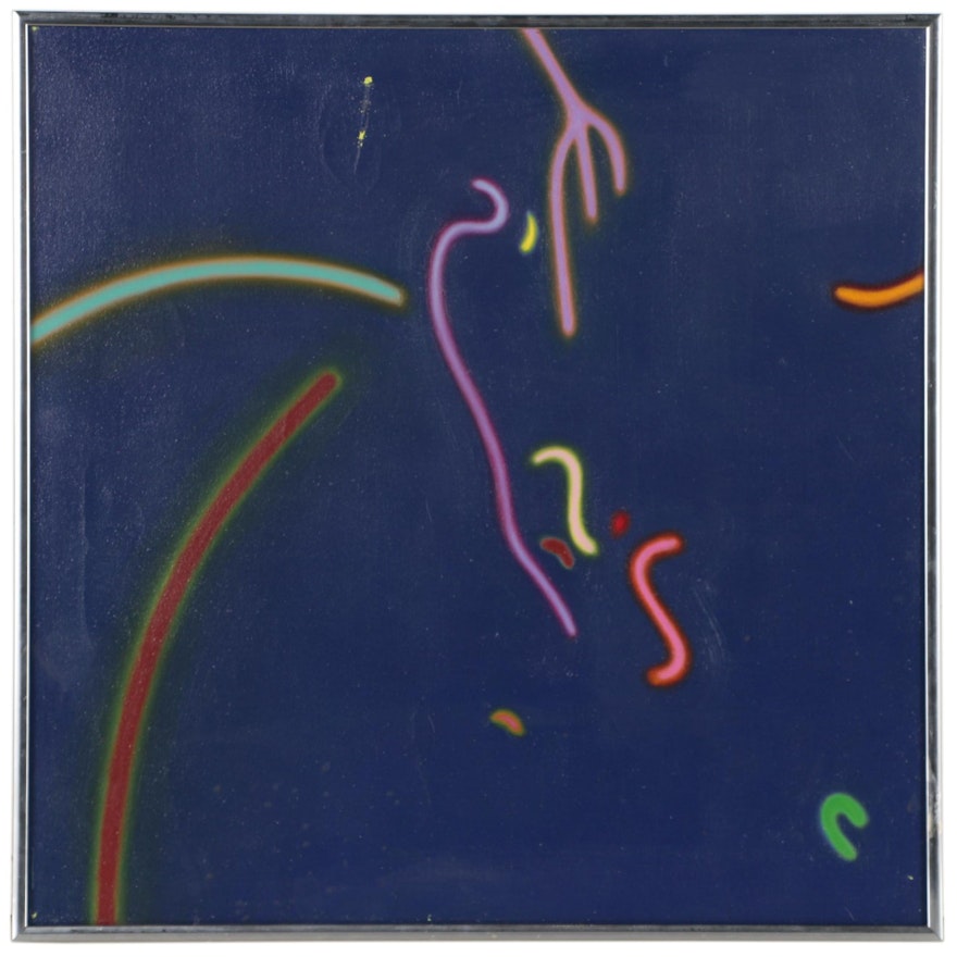 Neon Abstract Oil Painting, 1970