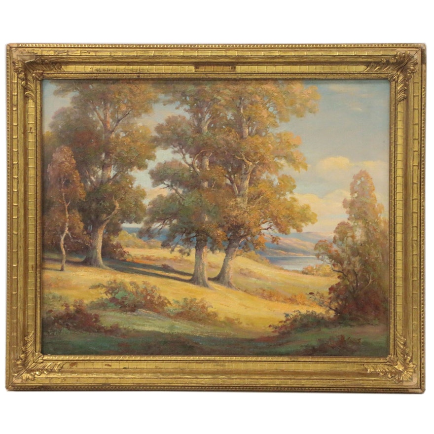 Oil Painting Attributed to Bruce Crane "Forest Lake, Spring Valley"