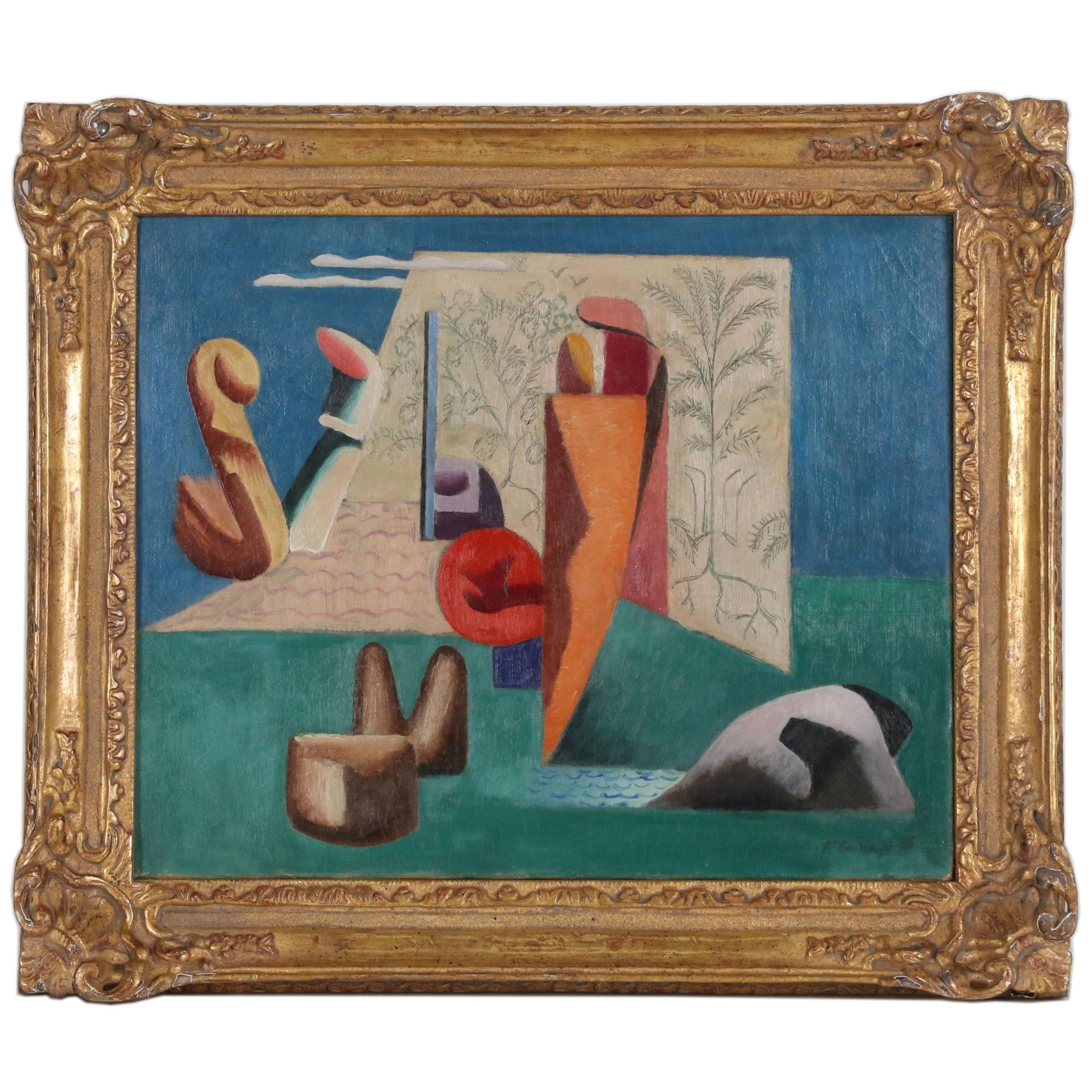 Theodore Gilbert Haupt Abstract Oil Painting, 1935