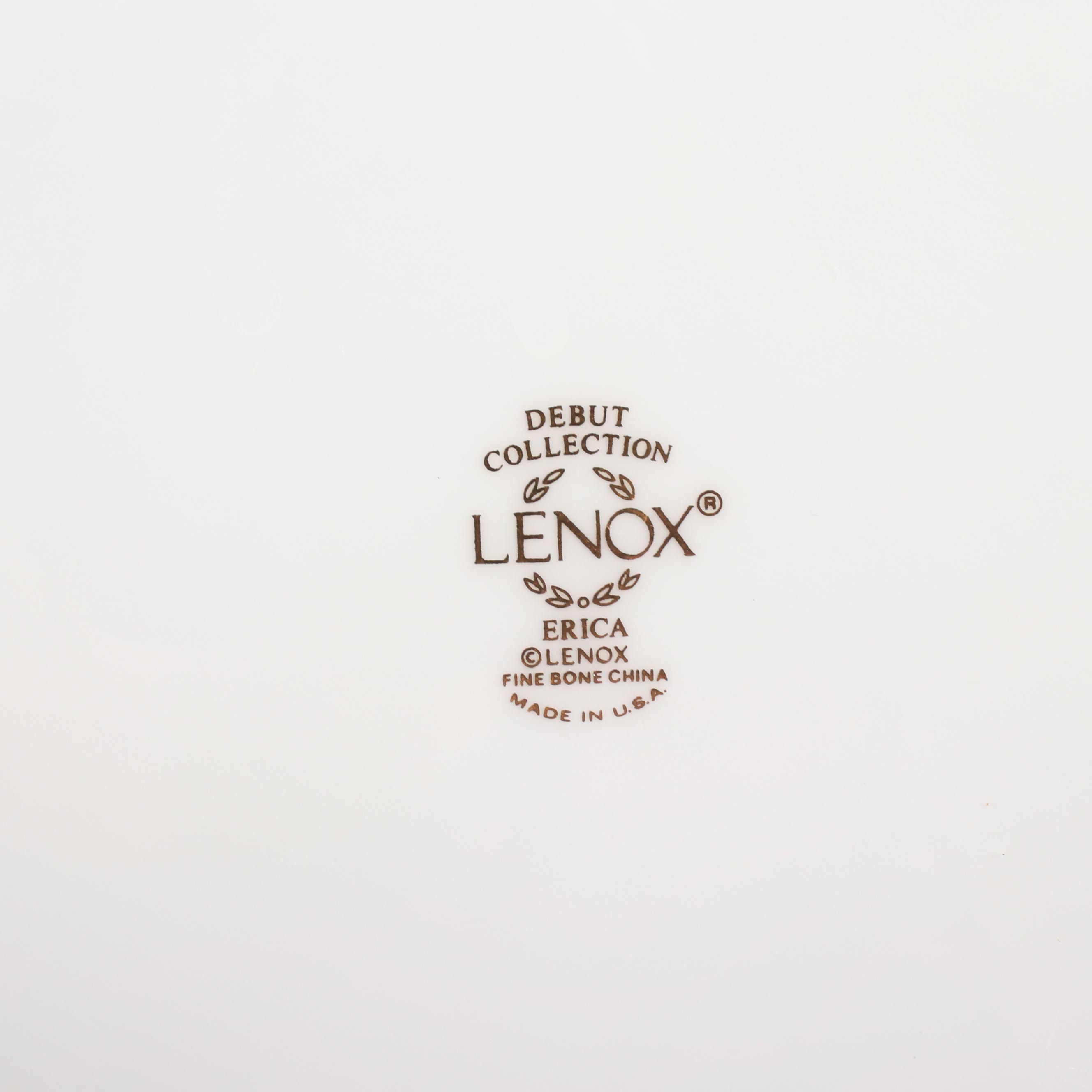 Lenox "Erica" Debut Collection Bone China Dinnerware, Late 20th Century