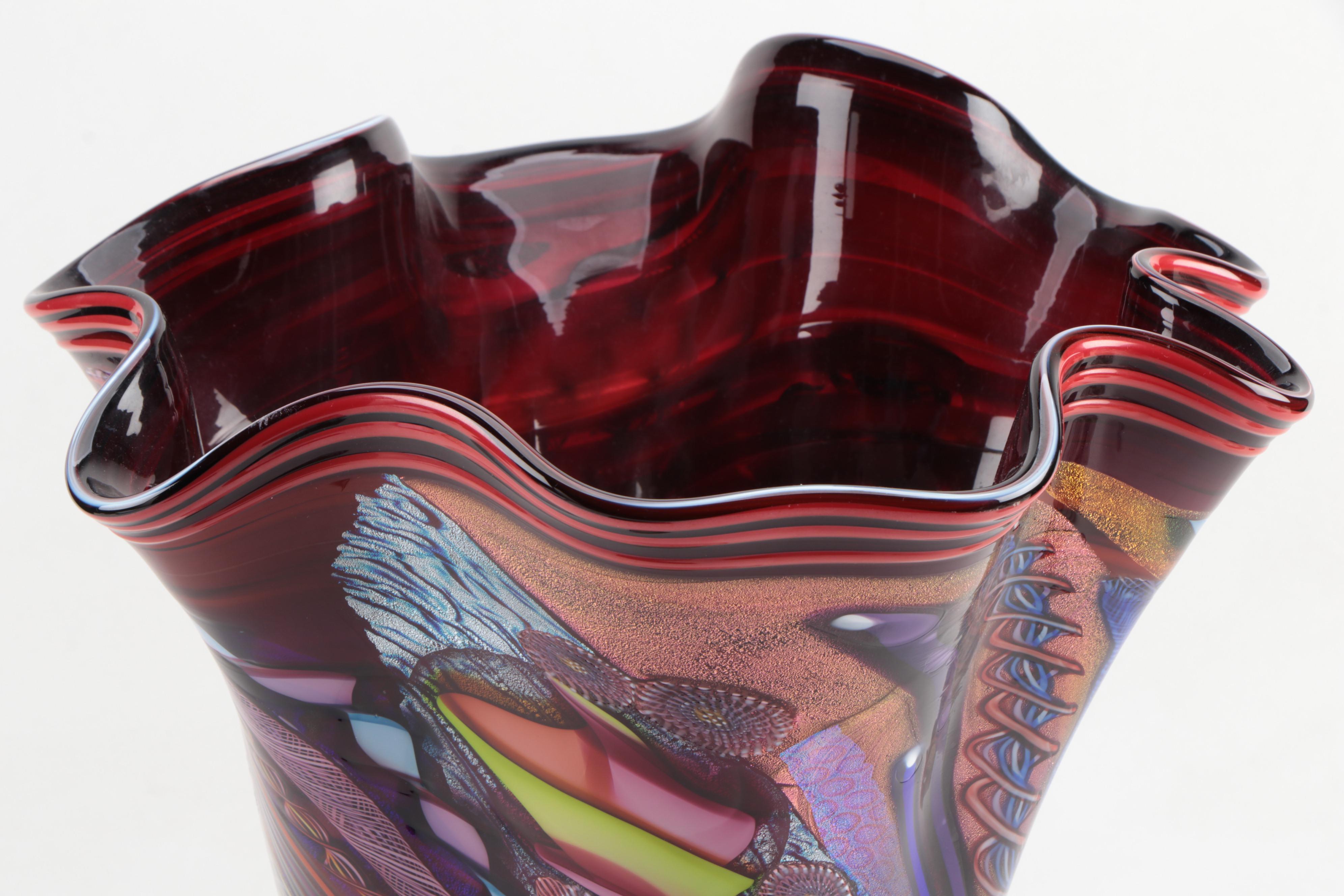 James E. Nowak Art Glass Aquarium Vase