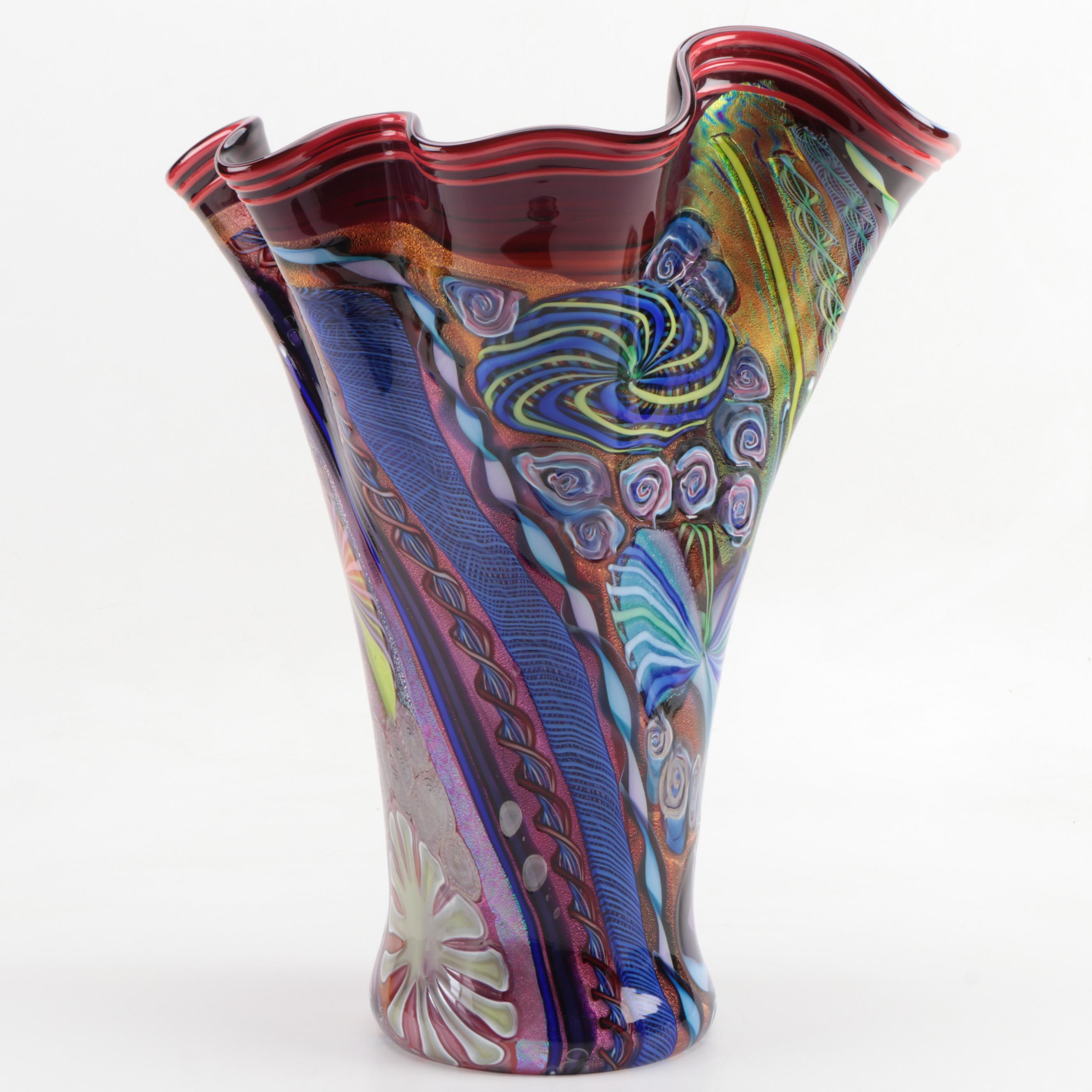 James E. Nowak Art Glass Aquarium Vase