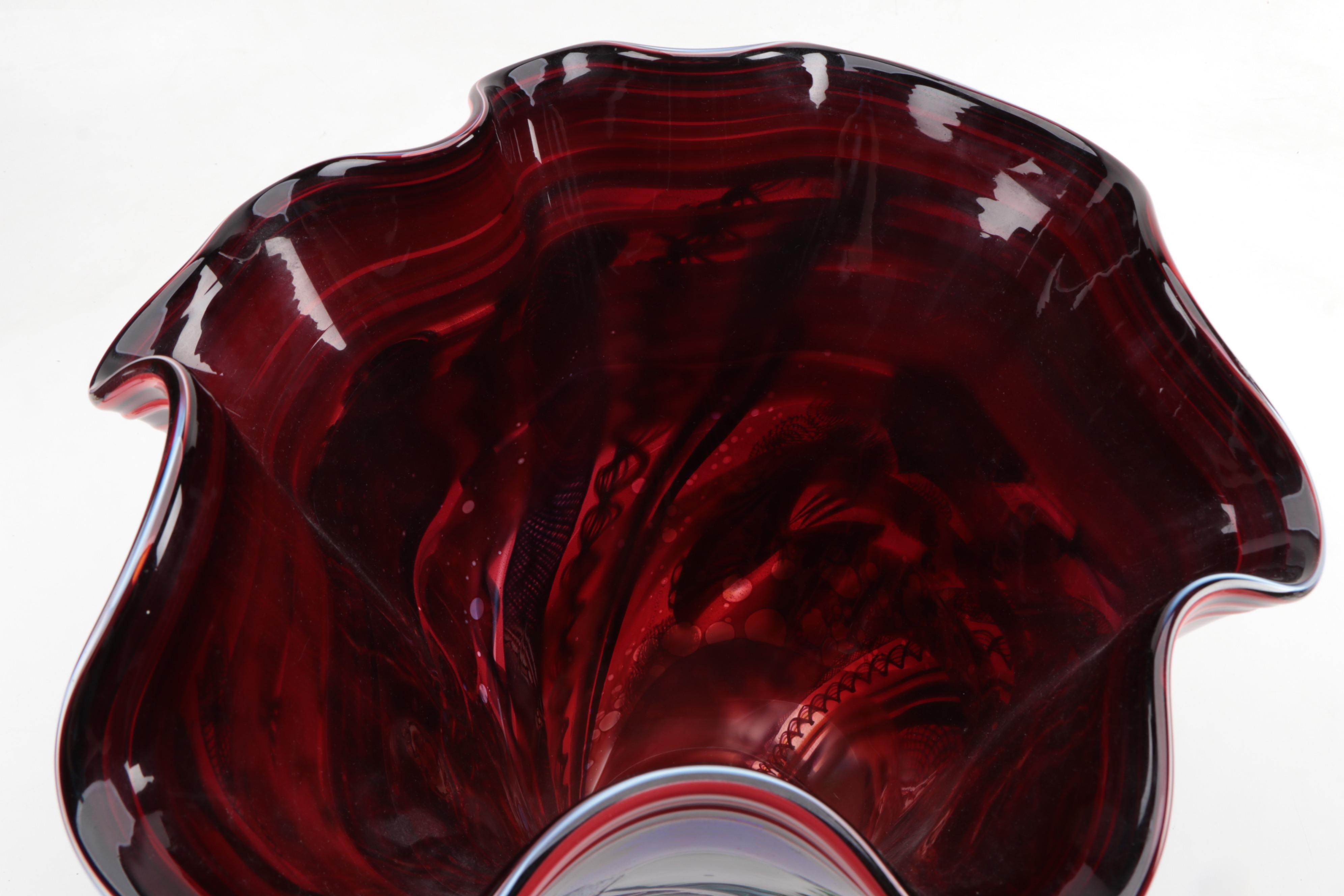 James E. Nowak Art Glass Aquarium Vase