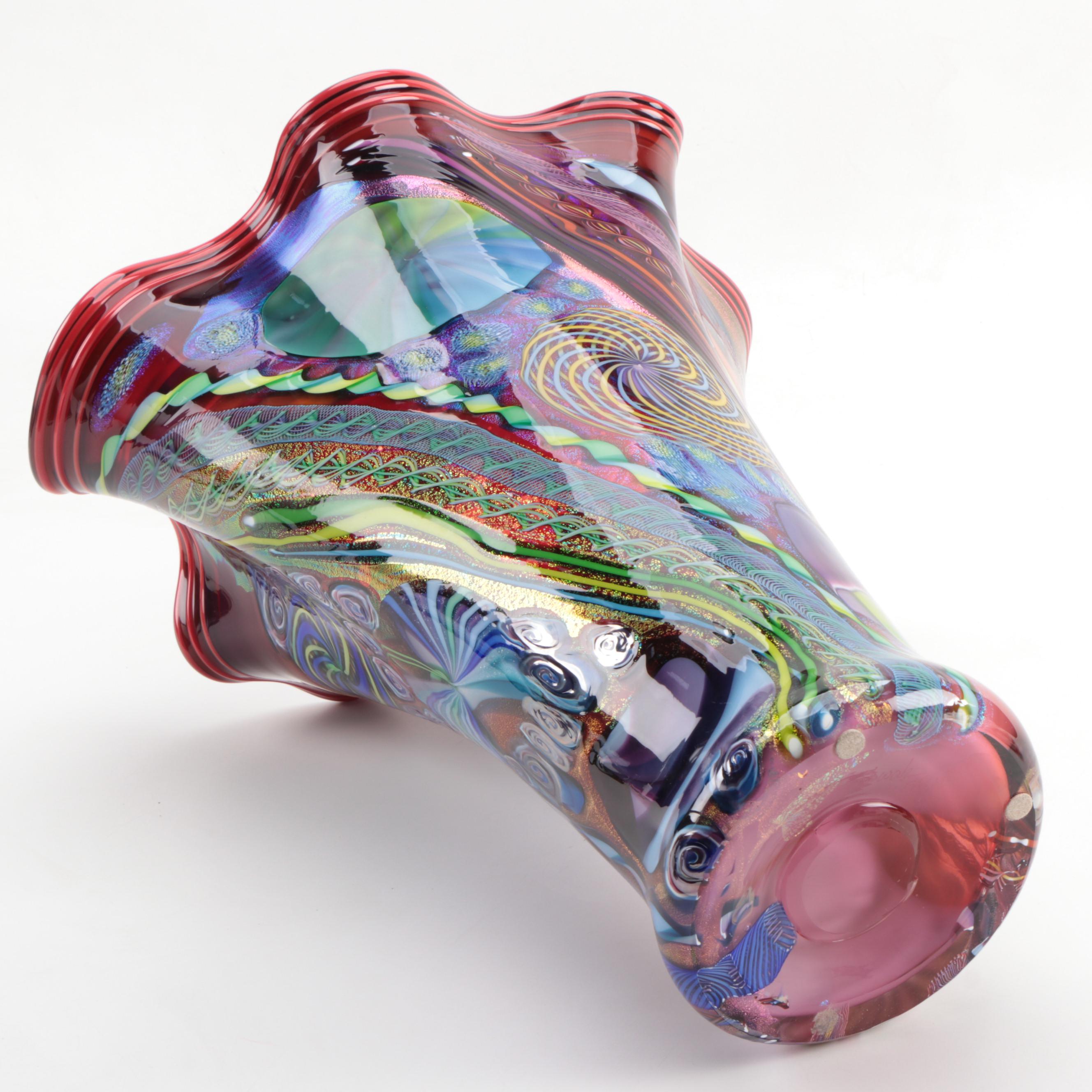 James E. Nowak Art Glass Aquarium Vase