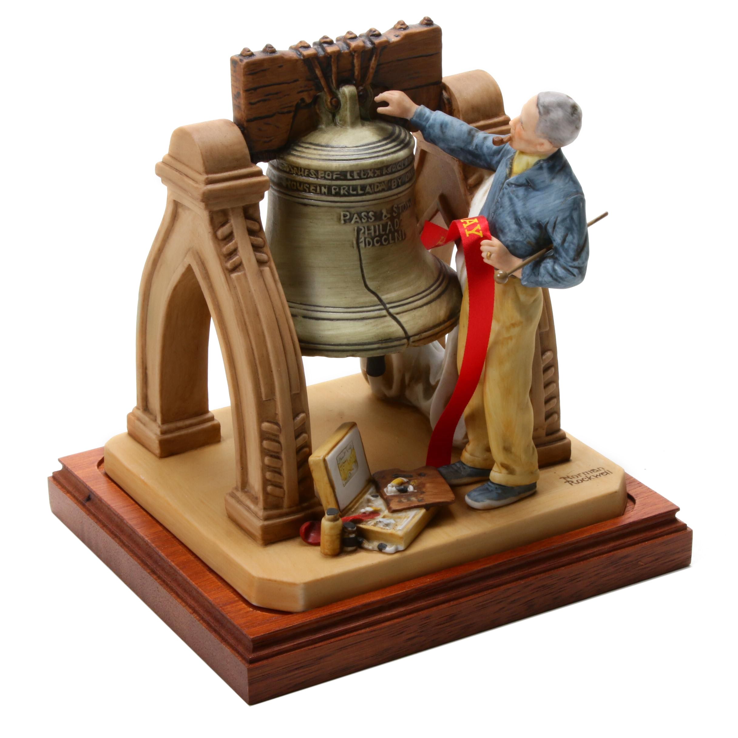 Norman Rockwell "Celebration" Patriotic Liberty Bell Figurine with Base