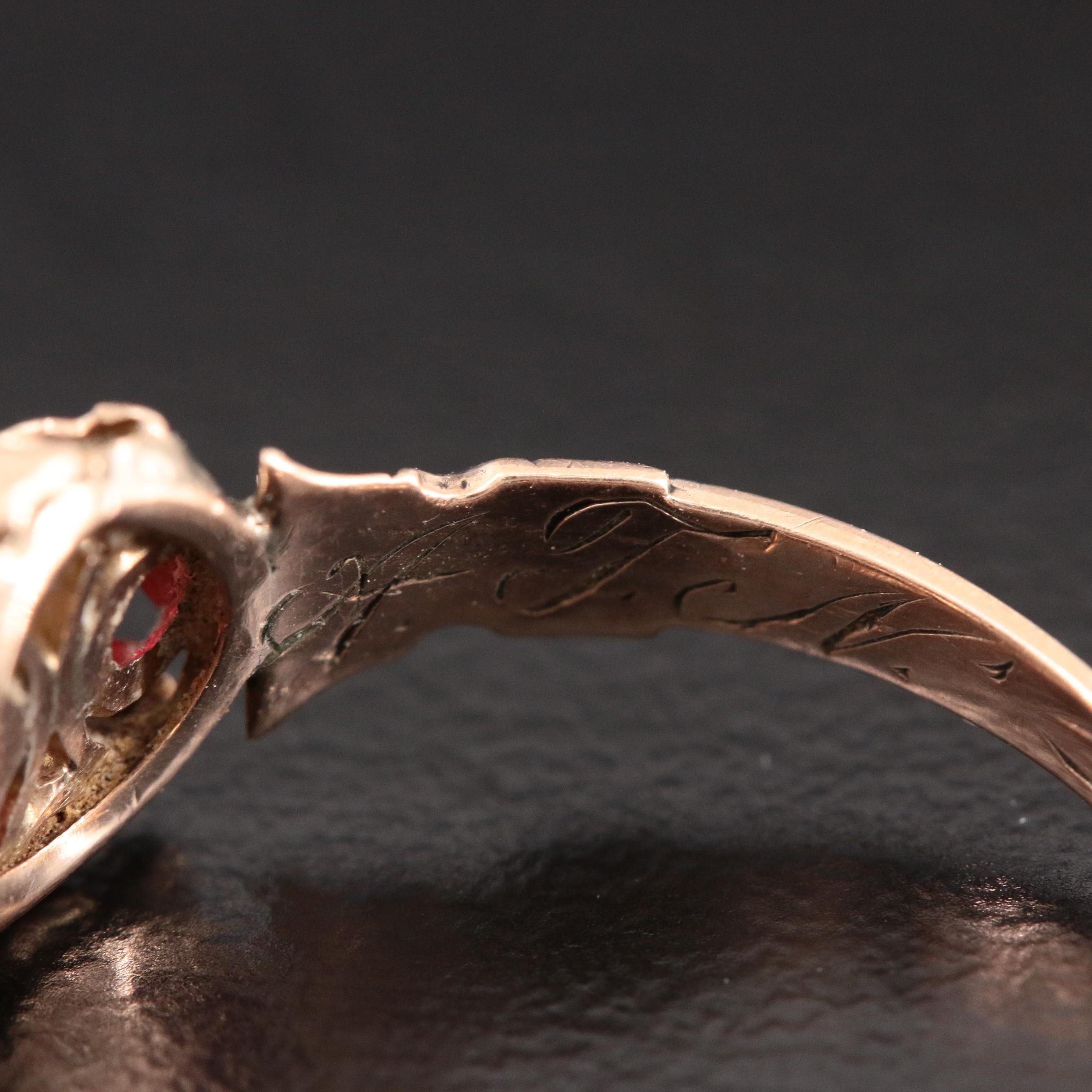 Victorian 10K Gold Diamond and Garnet Doublet Ring