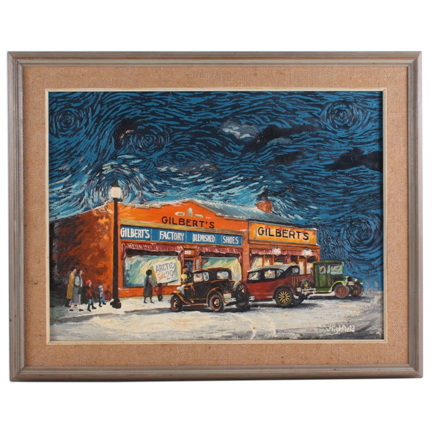 Oil Painting of Gilbert's Shoe Store