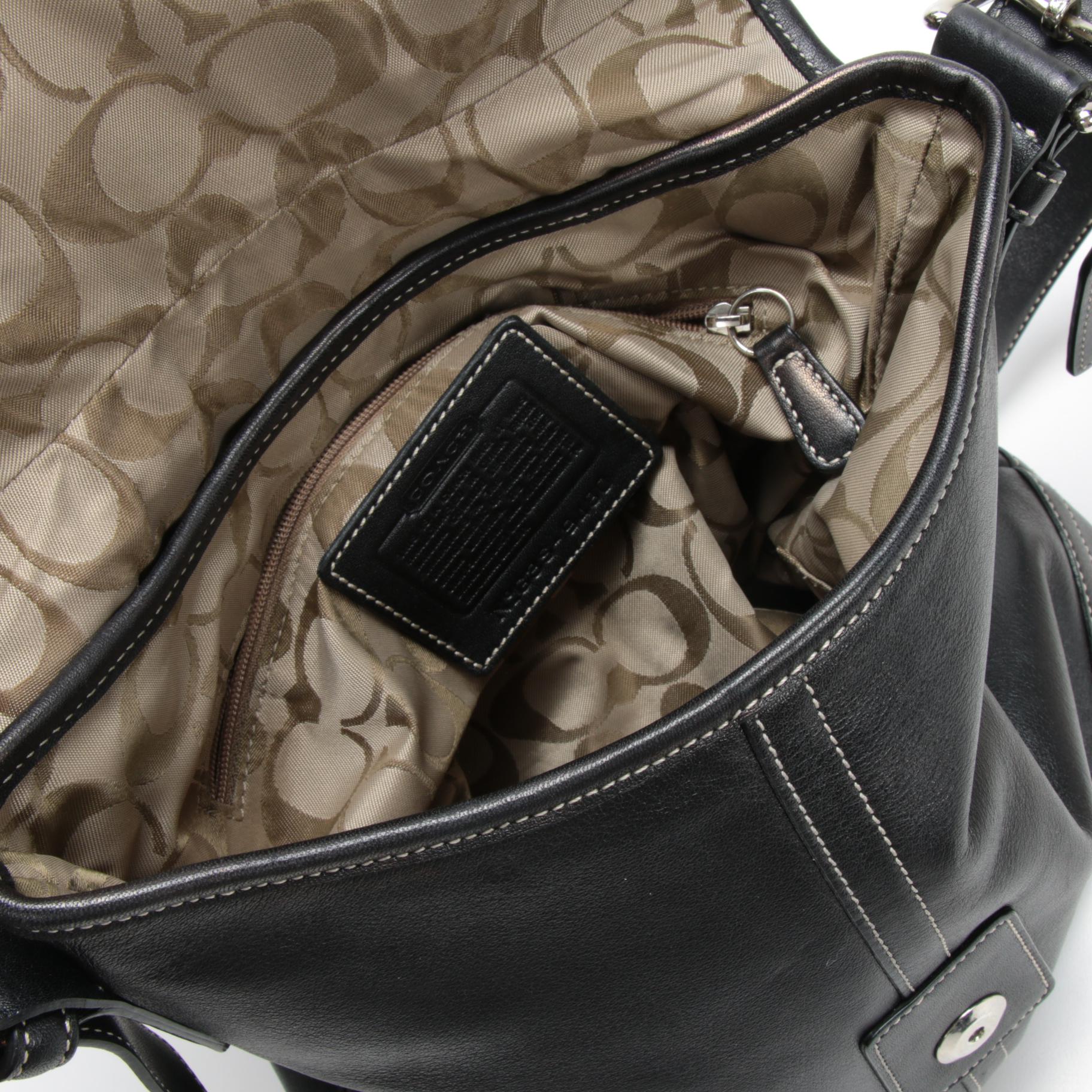 Coach Soho Black Leather Buckle Flap Front Crossbody Bag