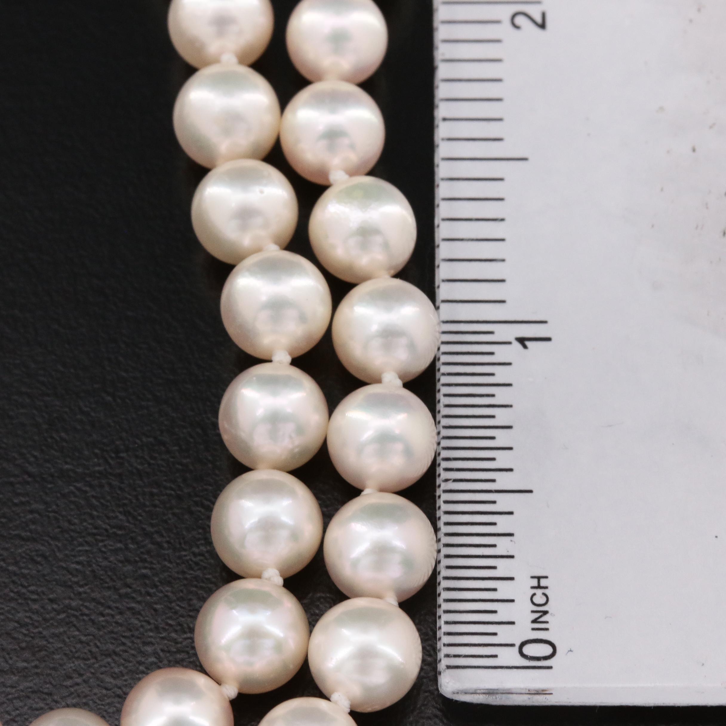 Vintage Mikimoto Double Strand Cultured Pearl Necklace with Sterling Clasp