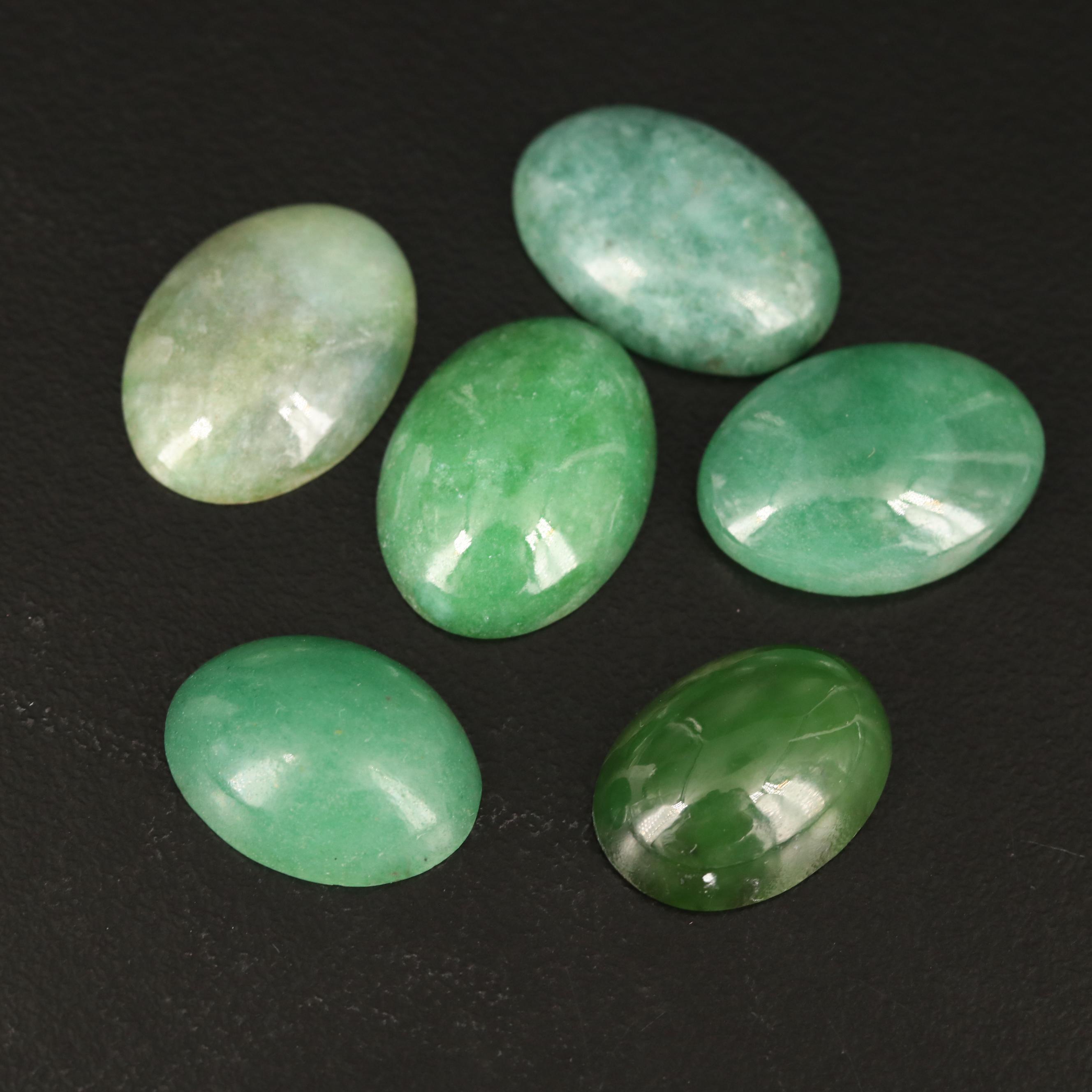 Loose 57.12 CTW Jadeite, Nephrite and Aventurine Cabochons