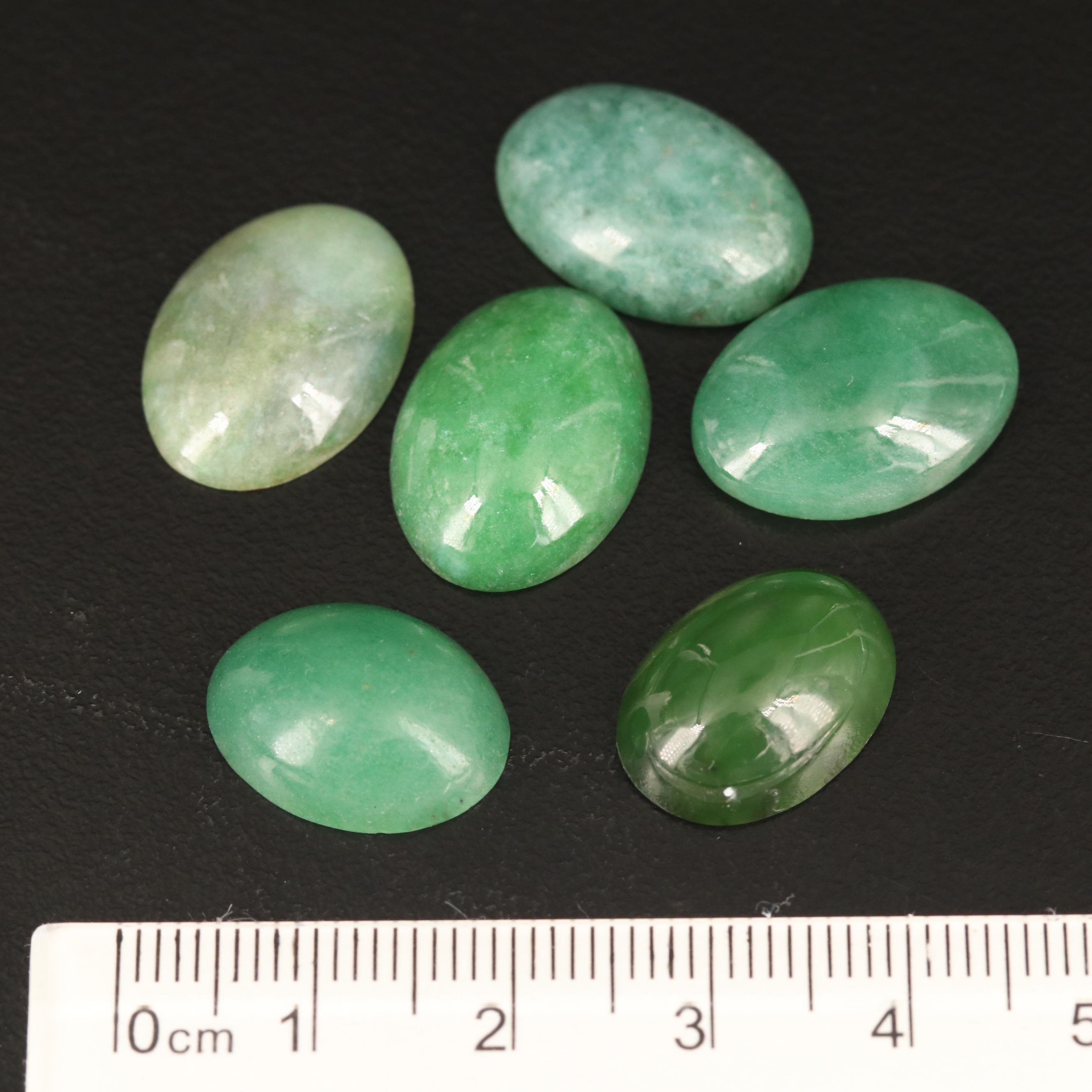 Loose 57.12 CTW Jadeite, Nephrite and Aventurine Cabochons