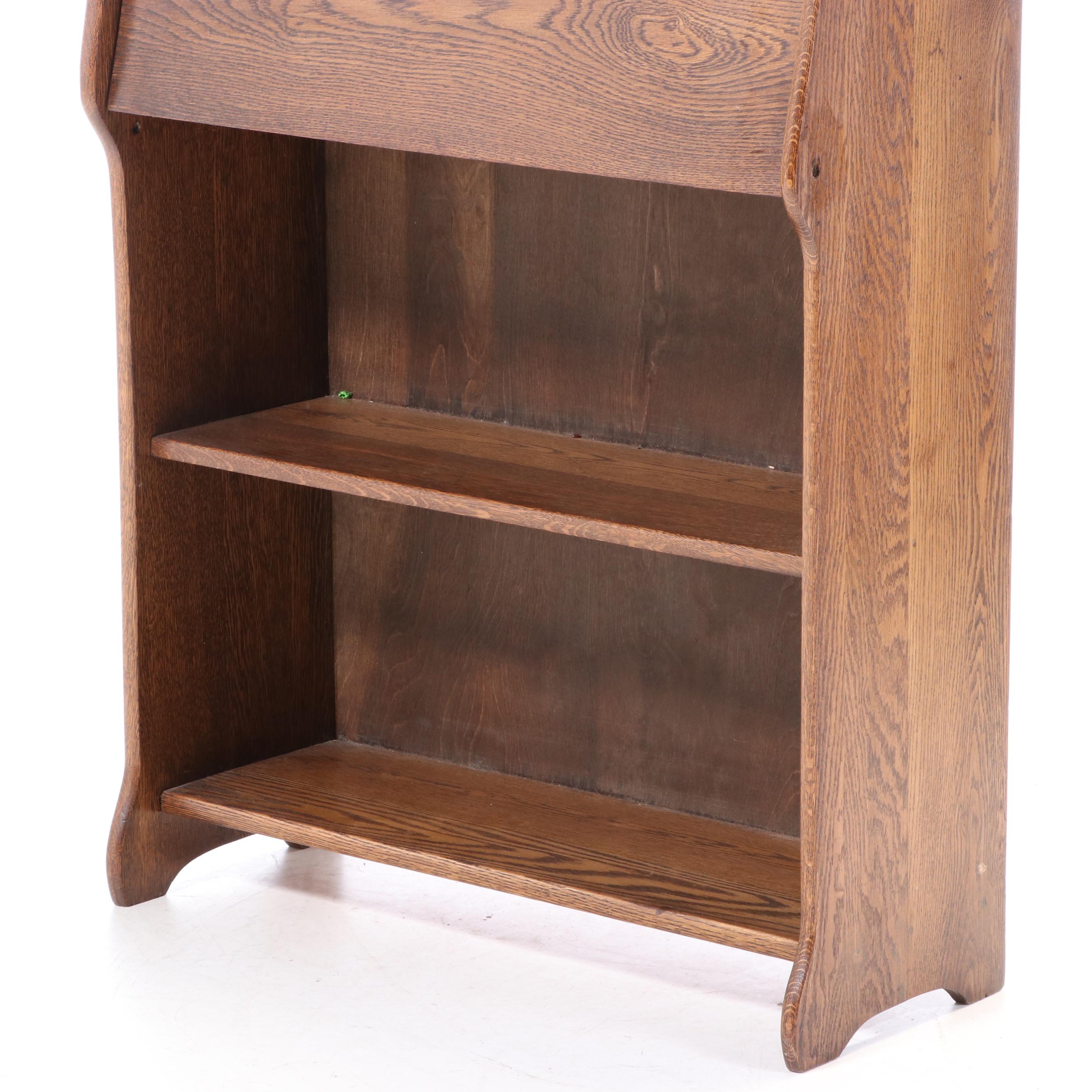 Larkin Drop Front Oak Secretary Desk with Mirror