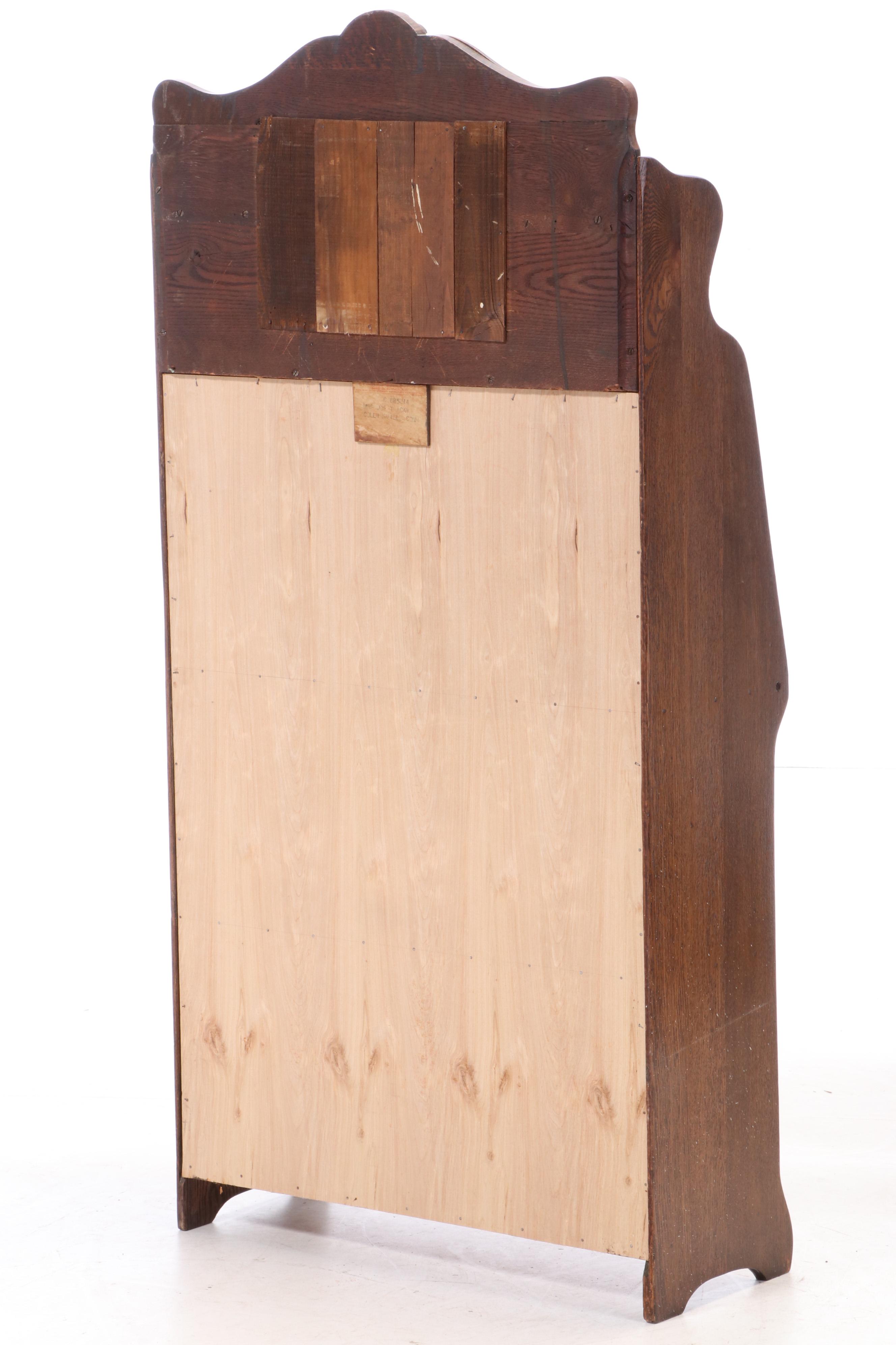 Larkin Drop Front Oak Secretary Desk with Mirror