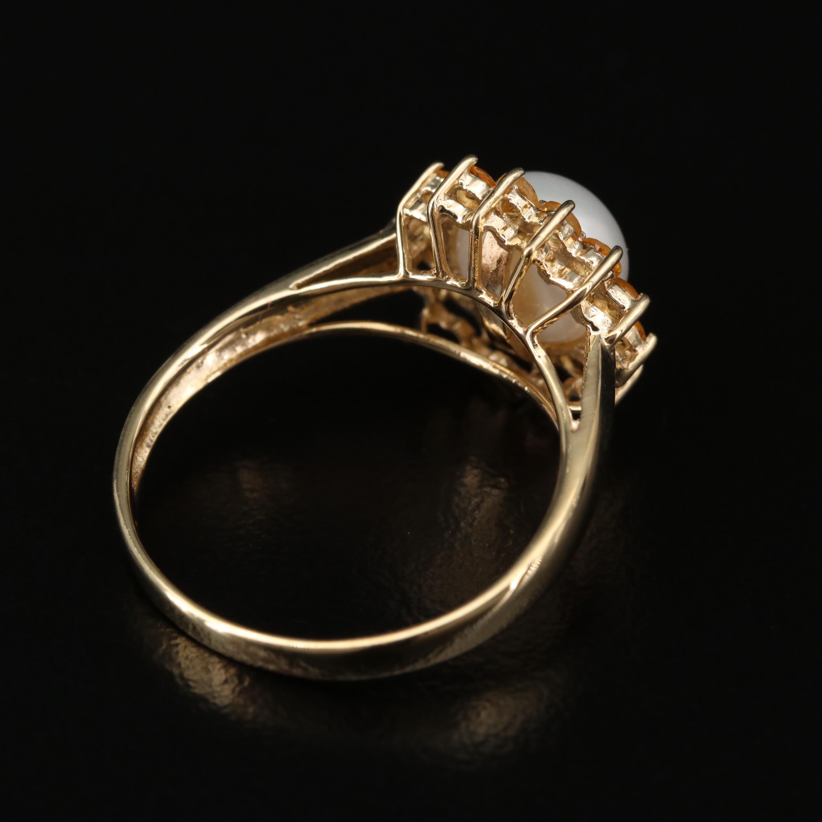 14K Pearl and Citrine Ring