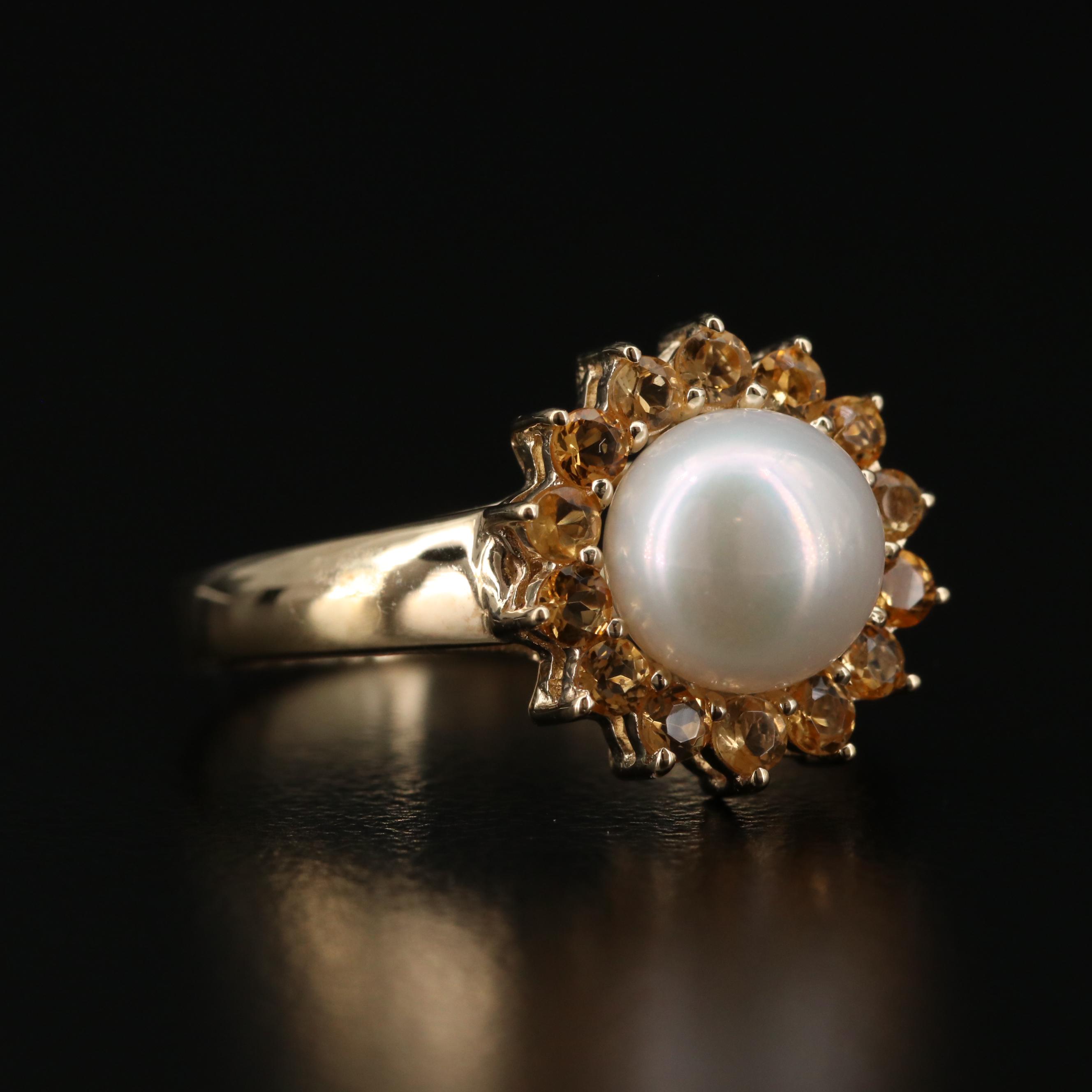 14K Pearl and Citrine Ring