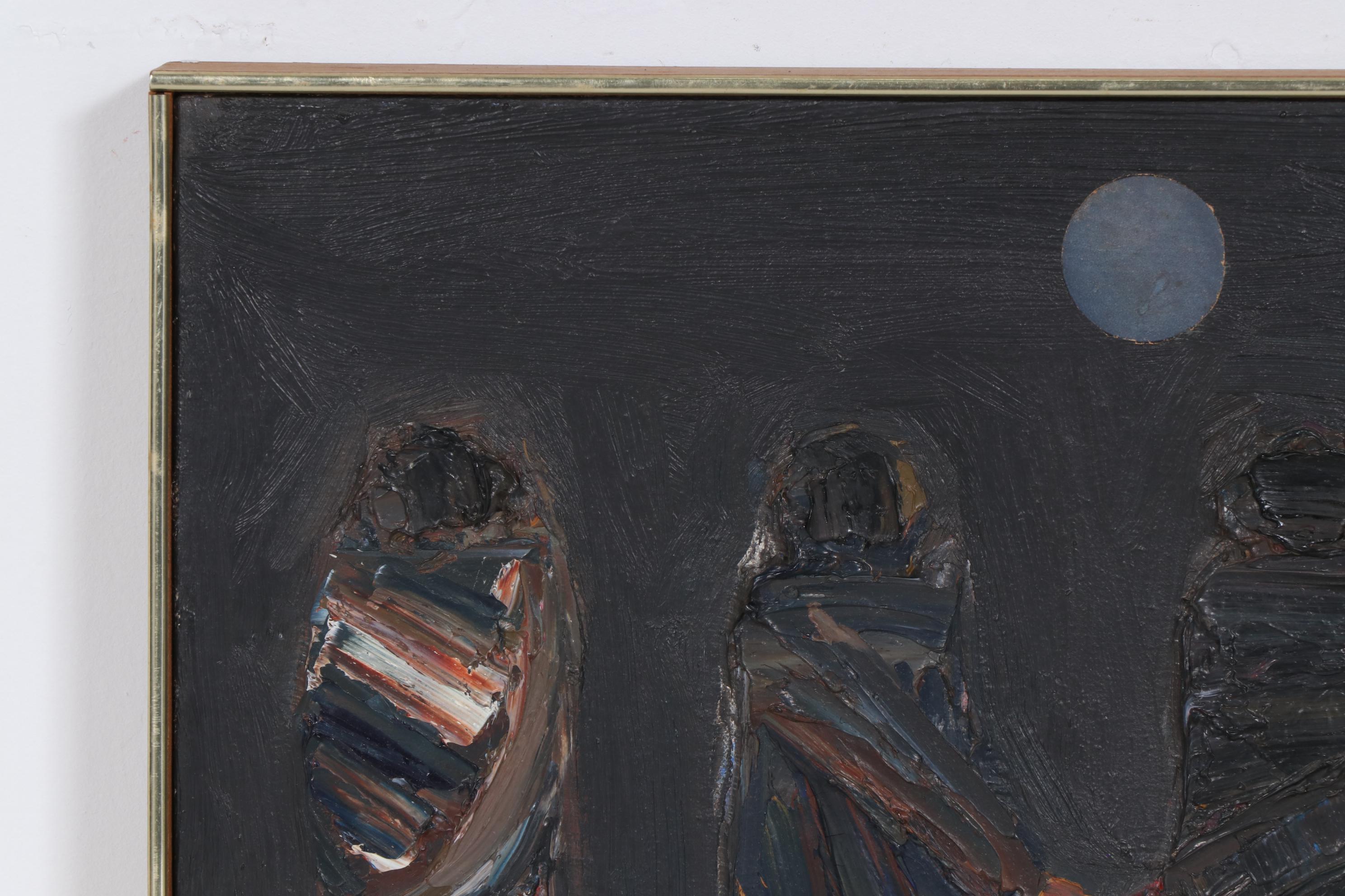 Trudy Fischer Mixed Media Painting "Meeting in the Country", 1964