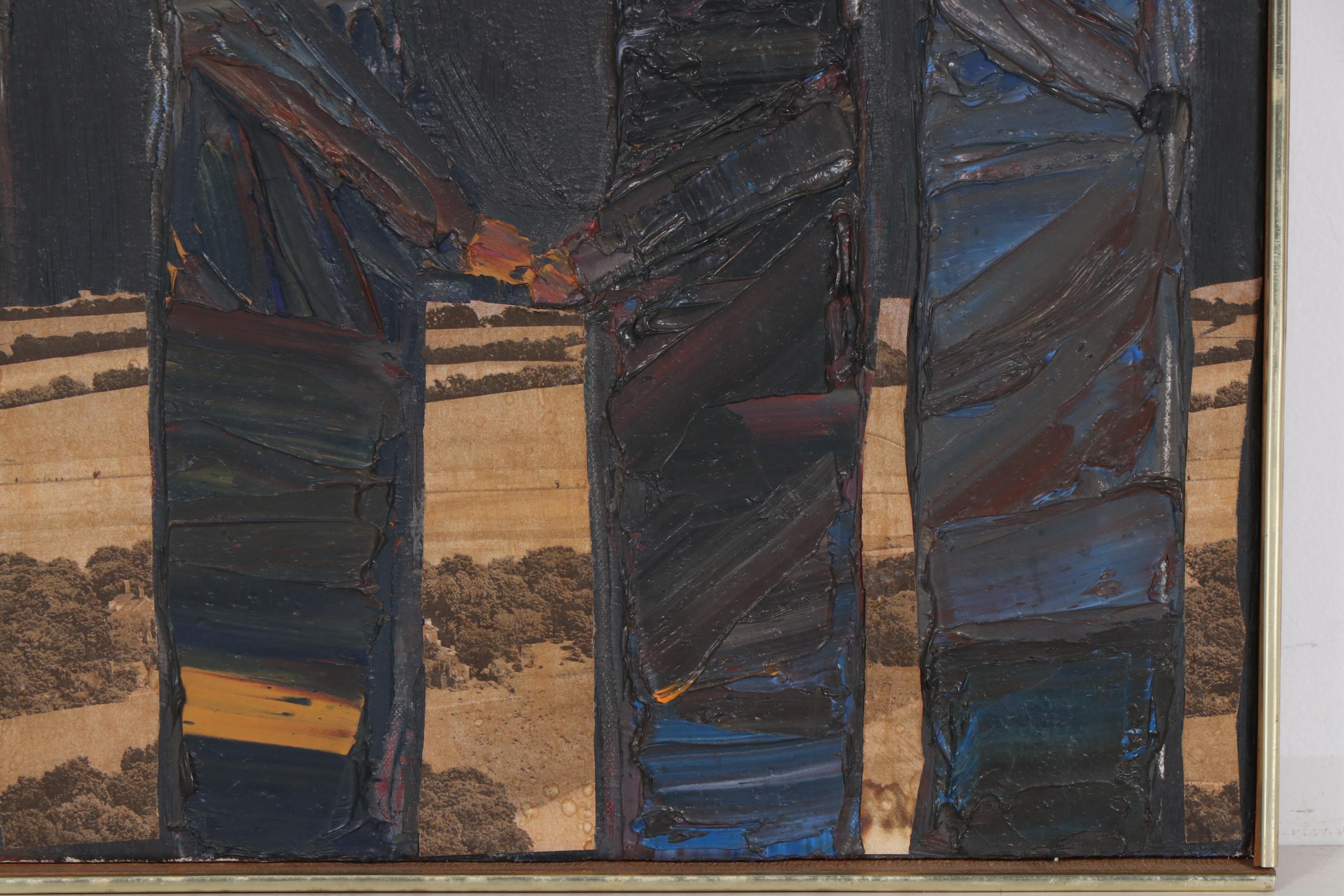 Trudy Fischer Mixed Media Painting "Meeting in the Country", 1964