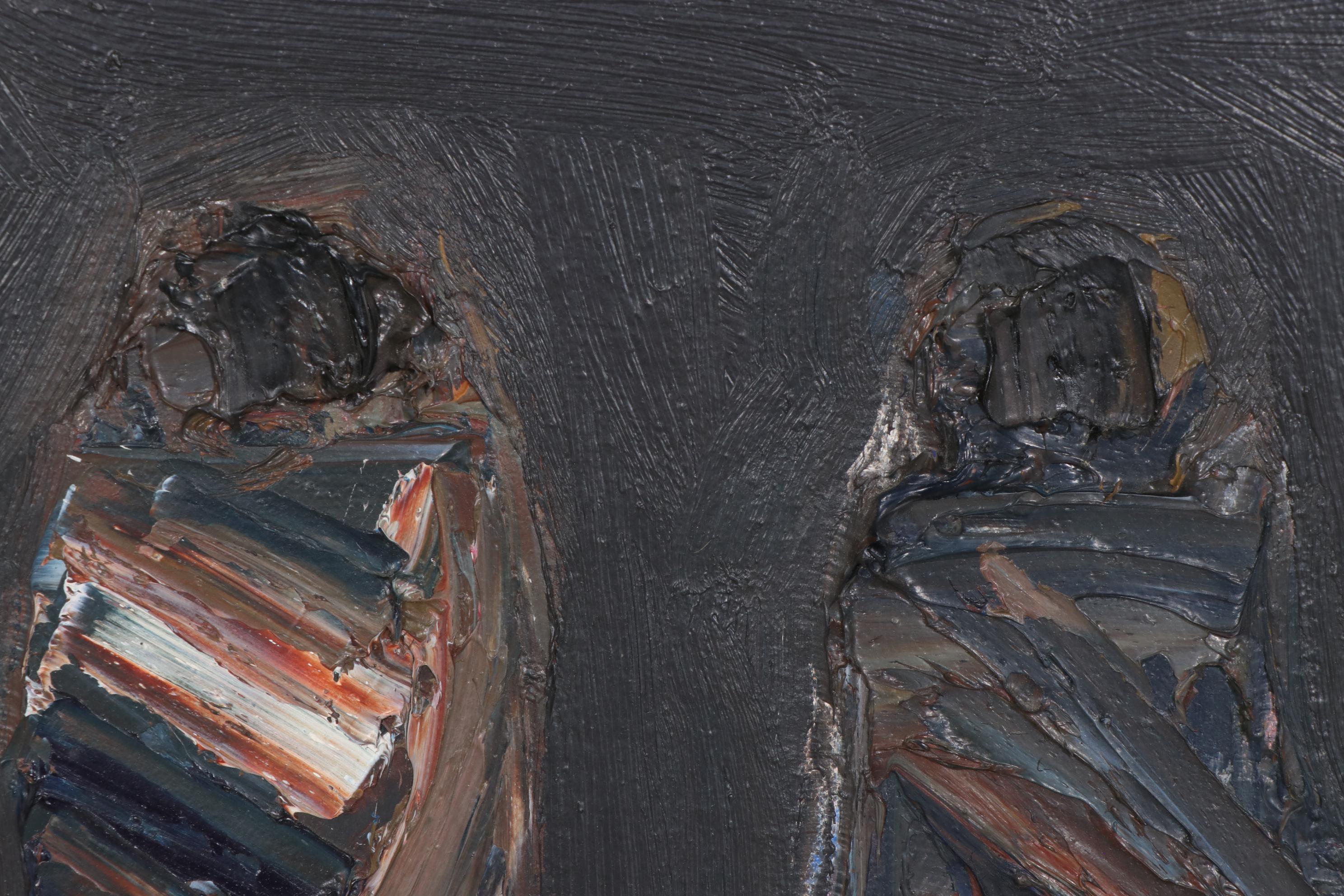 Trudy Fischer Mixed Media Painting "Meeting in the Country", 1964