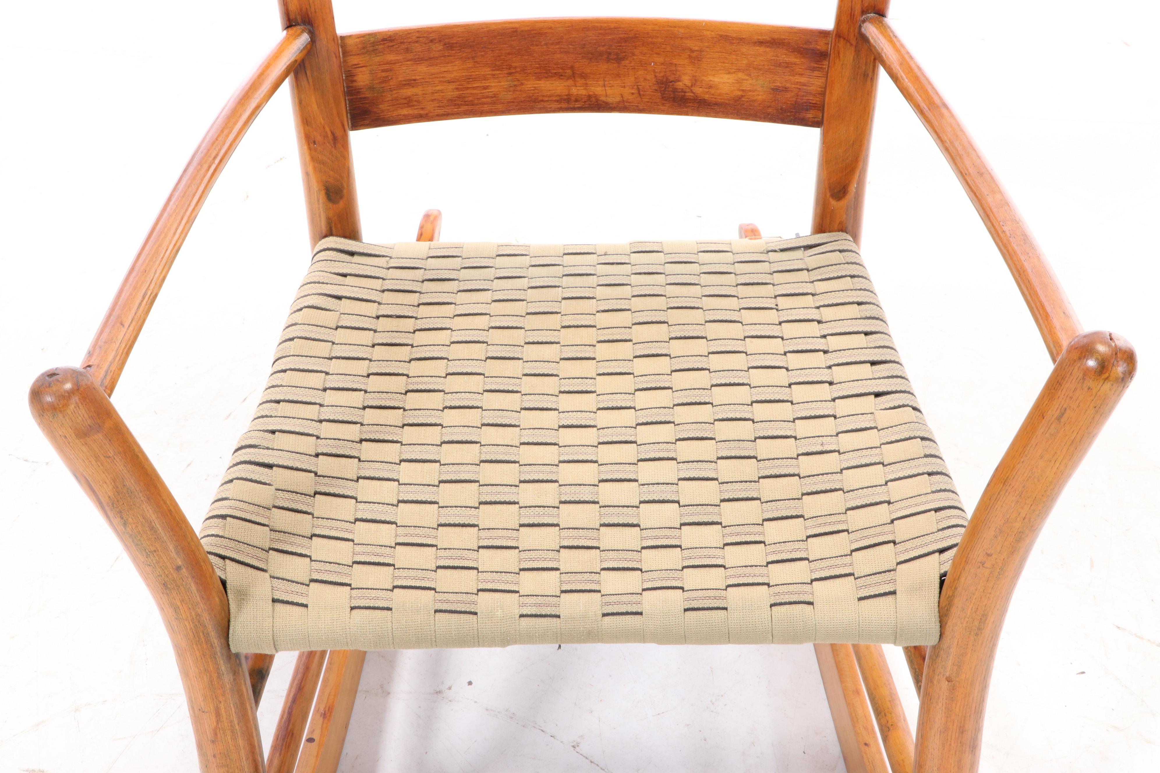 Mule-Ear Rocking Chair with Woven Tape Seat, Late 19th Century