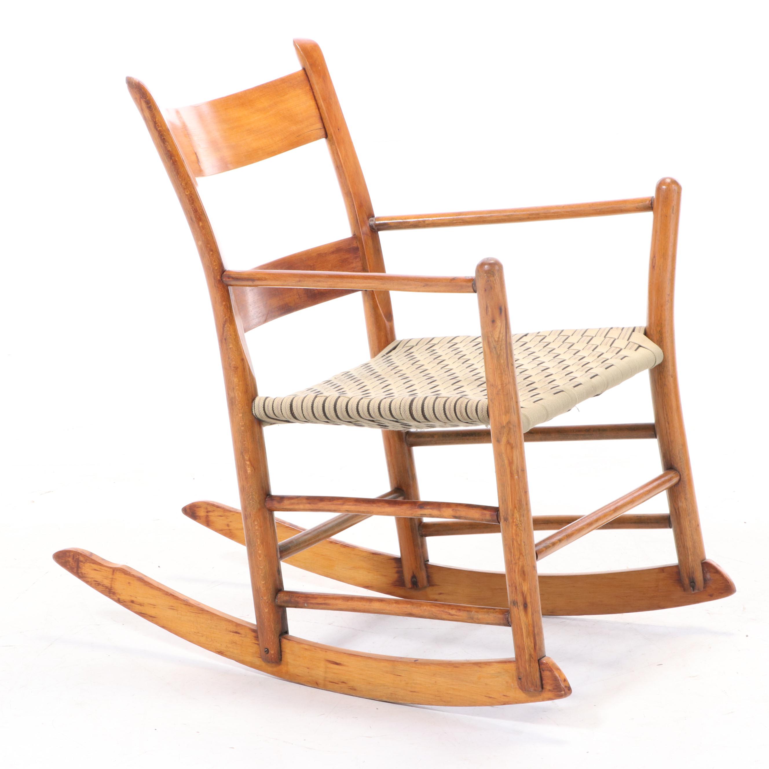 Mule-Ear Rocking Chair with Woven Tape Seat, Late 19th Century