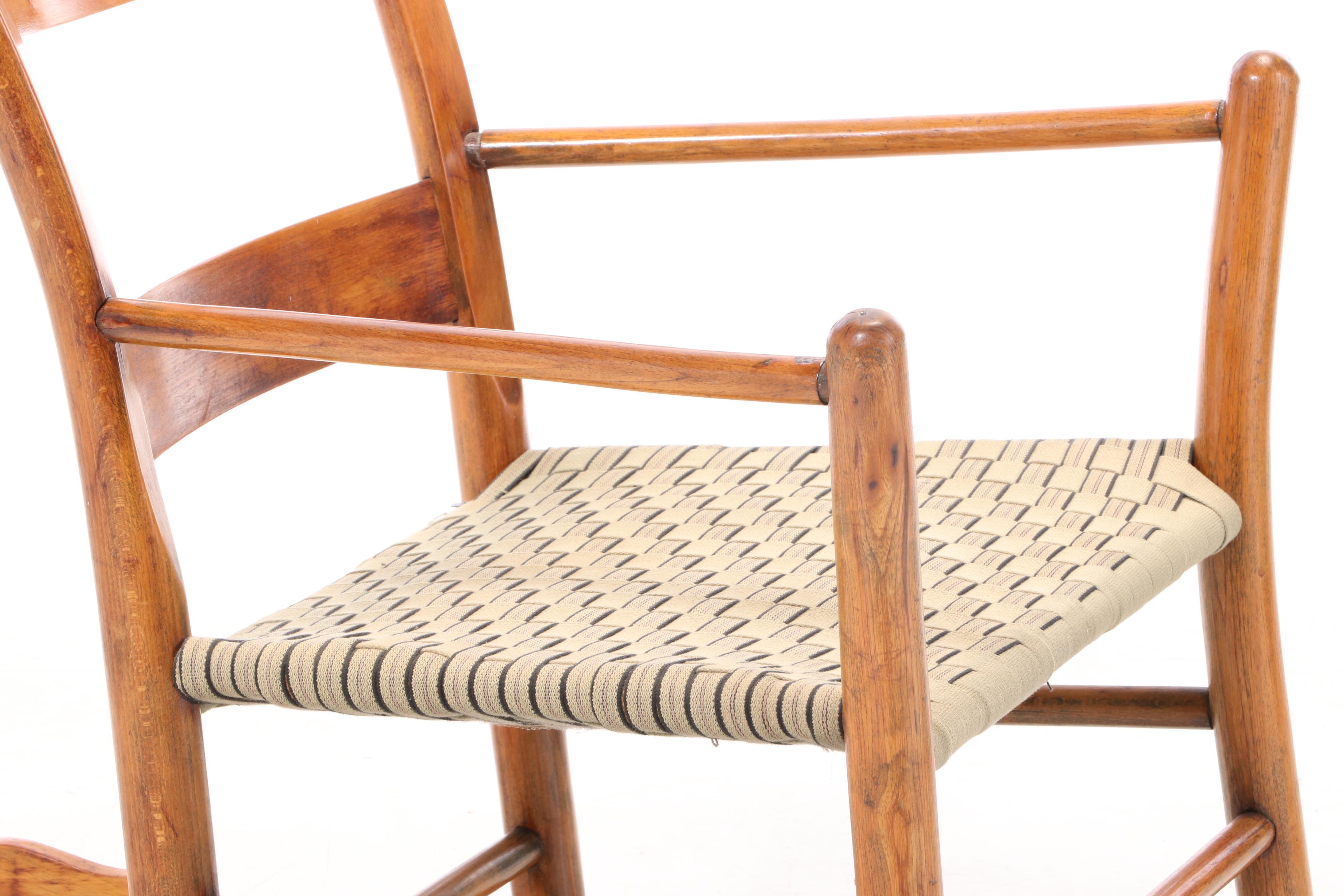 Mule-Ear Rocking Chair with Woven Tape Seat, Late 19th Century