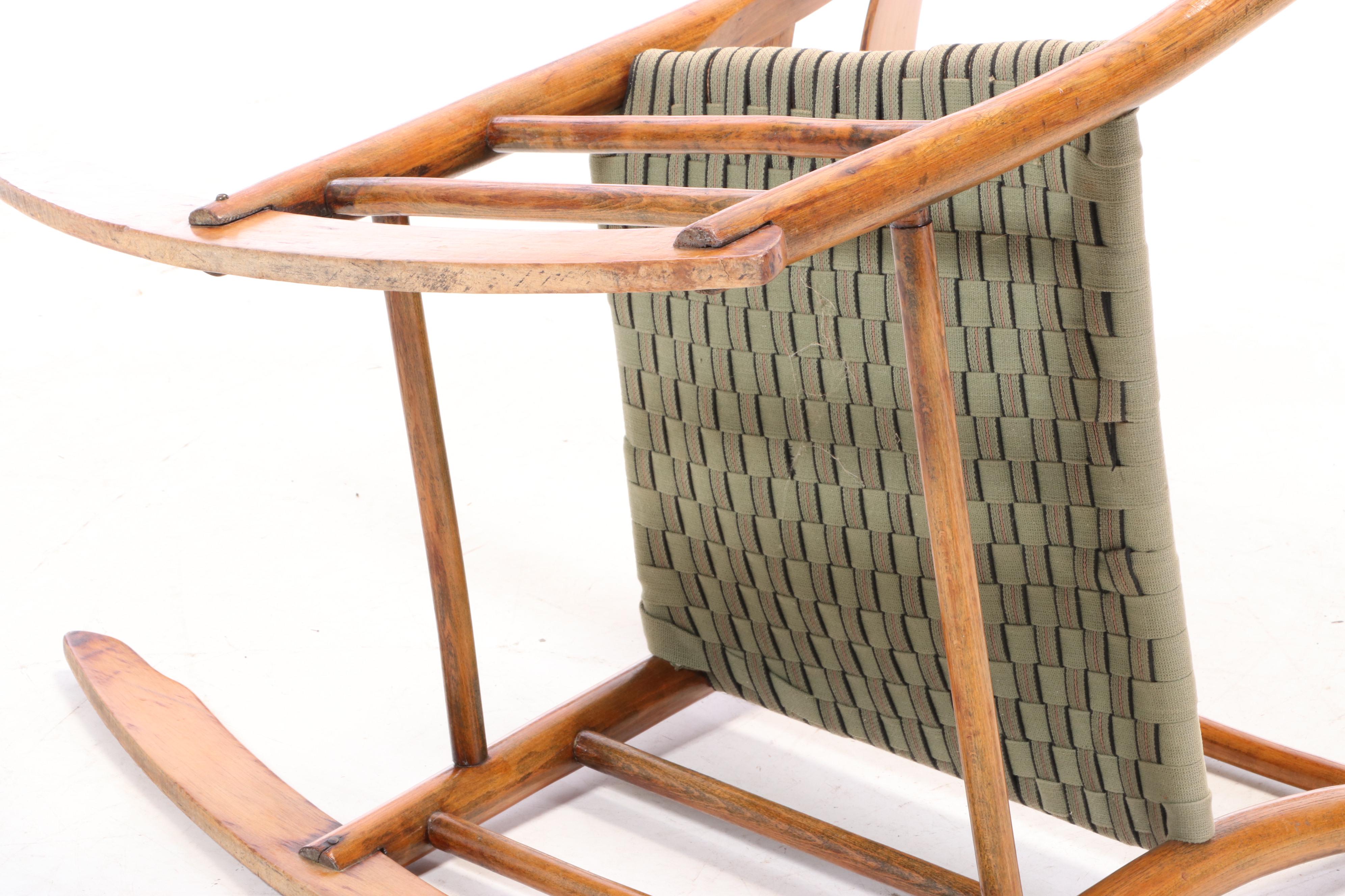 Mule-Ear Rocking Chair with Woven Tape Seat, Late 19th Century
