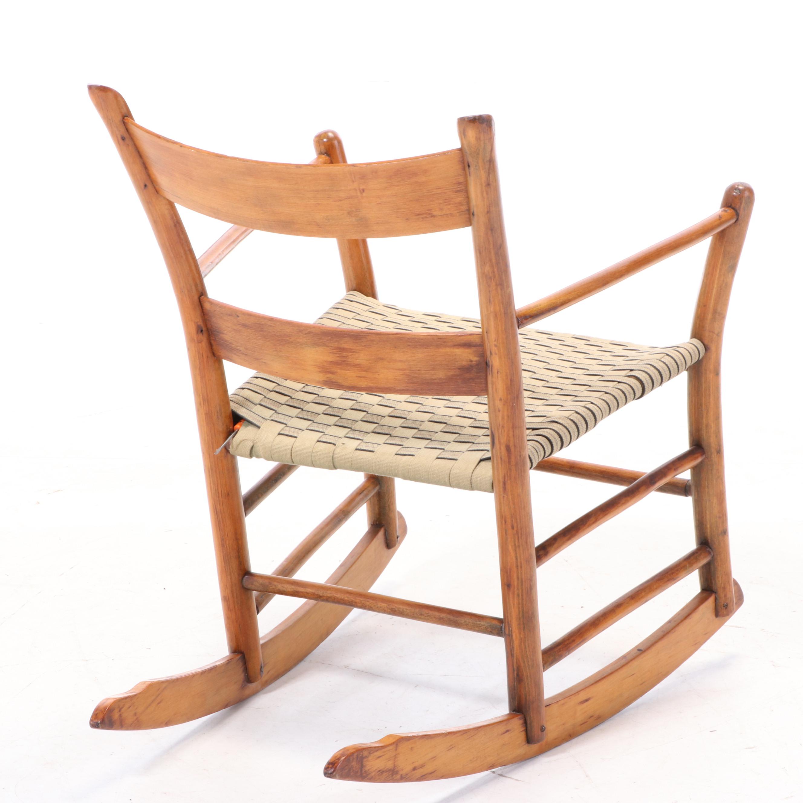 Mule-Ear Rocking Chair with Woven Tape Seat, Late 19th Century