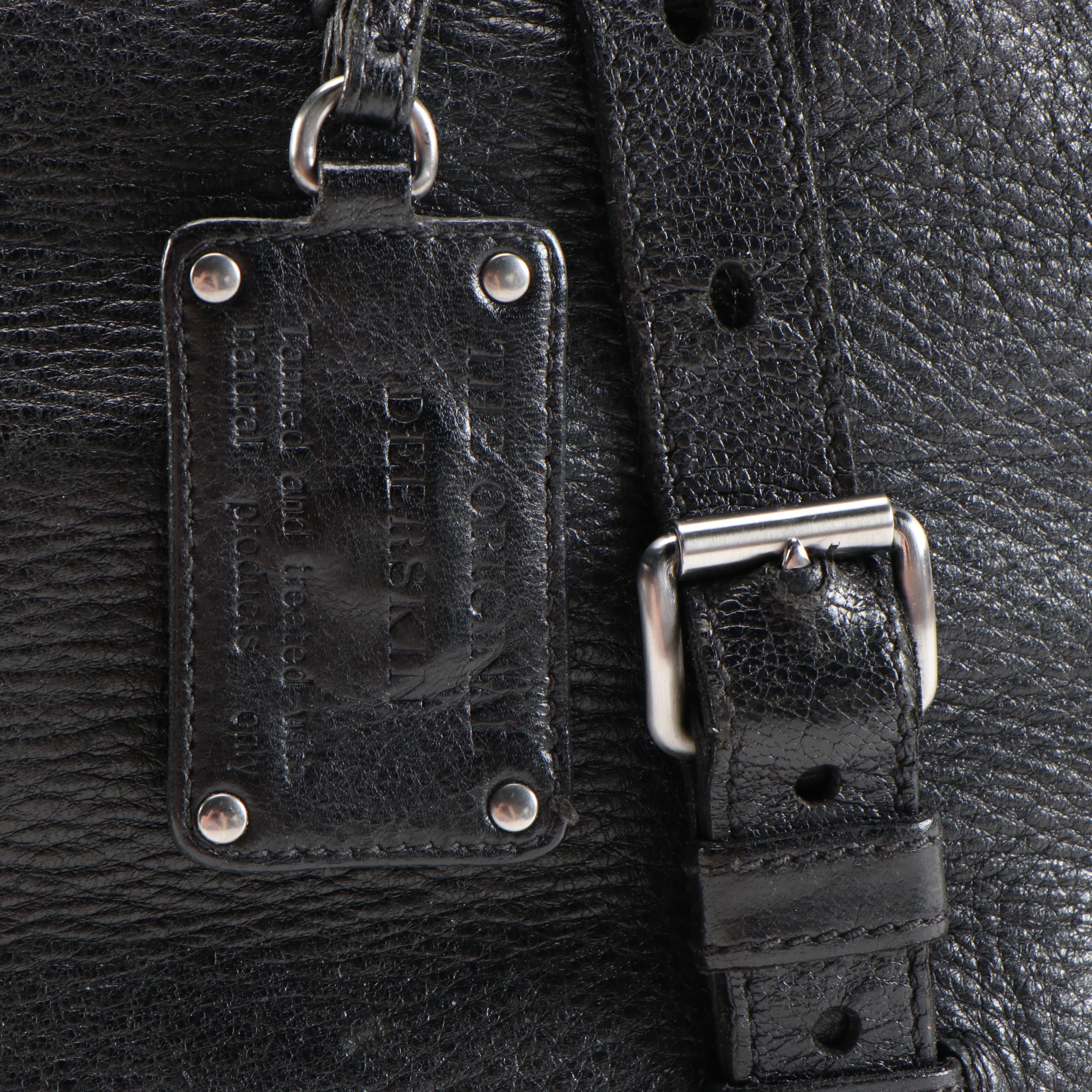 Prada Bauletto Satchel in Black Cervo Leather