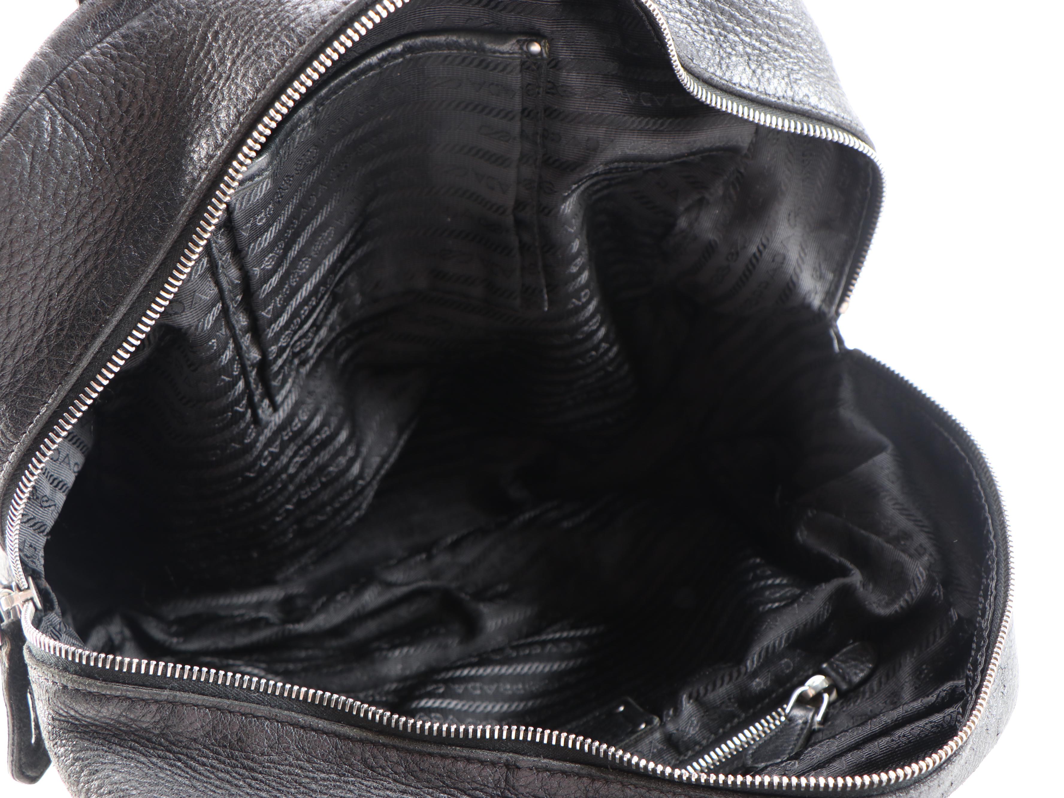 Prada Bauletto Satchel in Black Cervo Leather