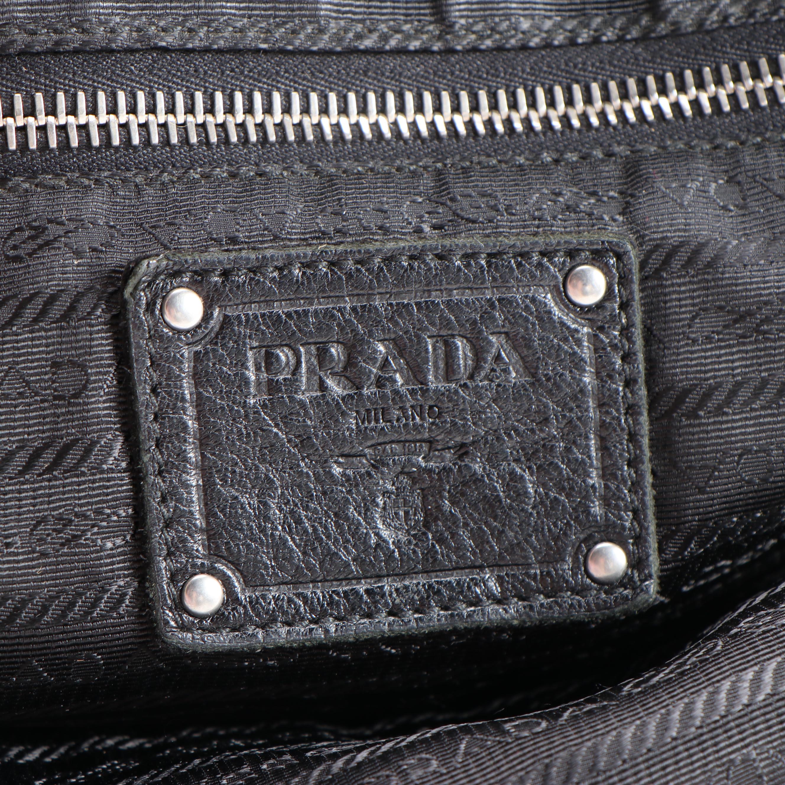Prada Bauletto Satchel in Black Cervo Leather