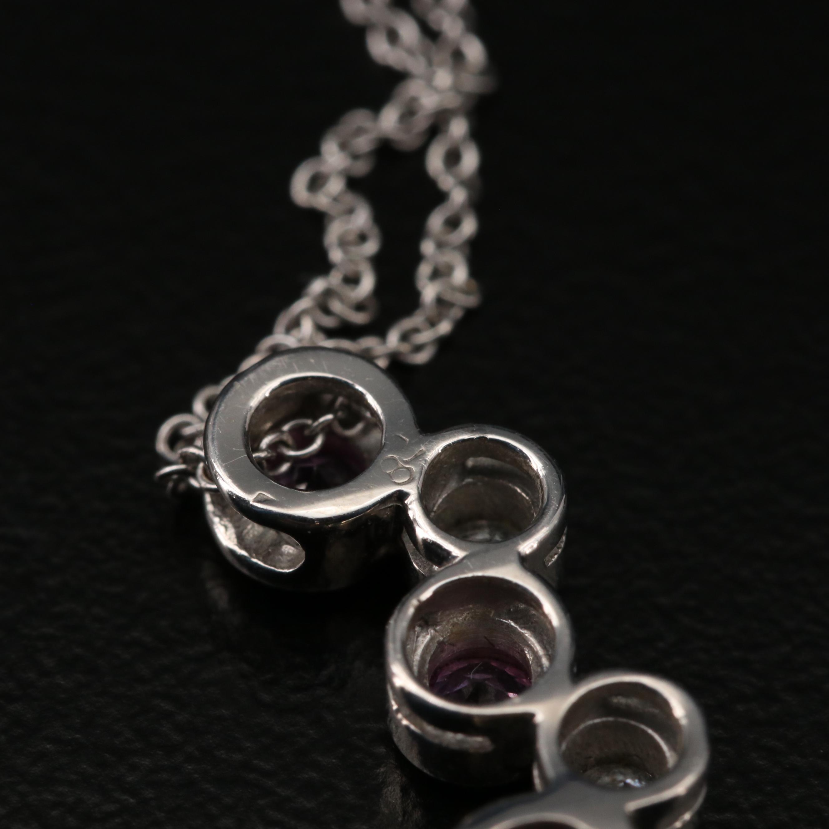 14K White Gold Sapphire and Diamond Bubble Pendant Necklace