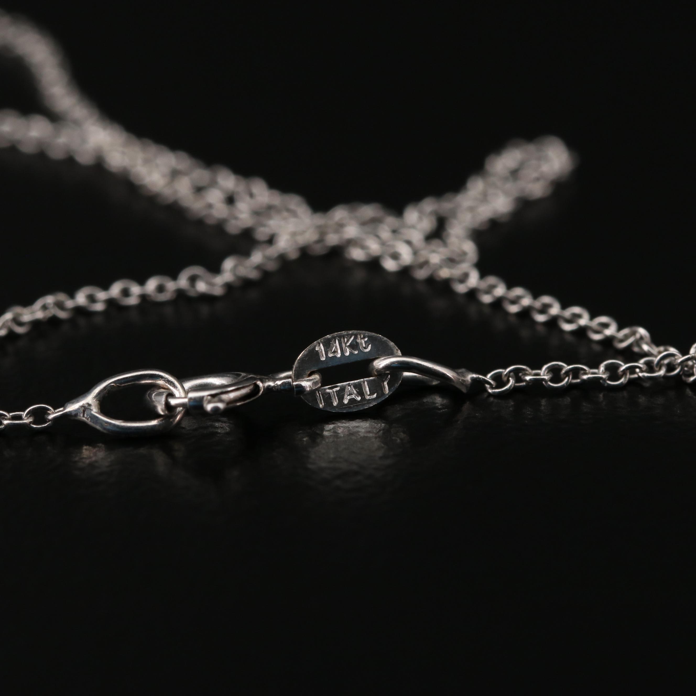 14K White Gold Sapphire and Diamond Bubble Pendant Necklace