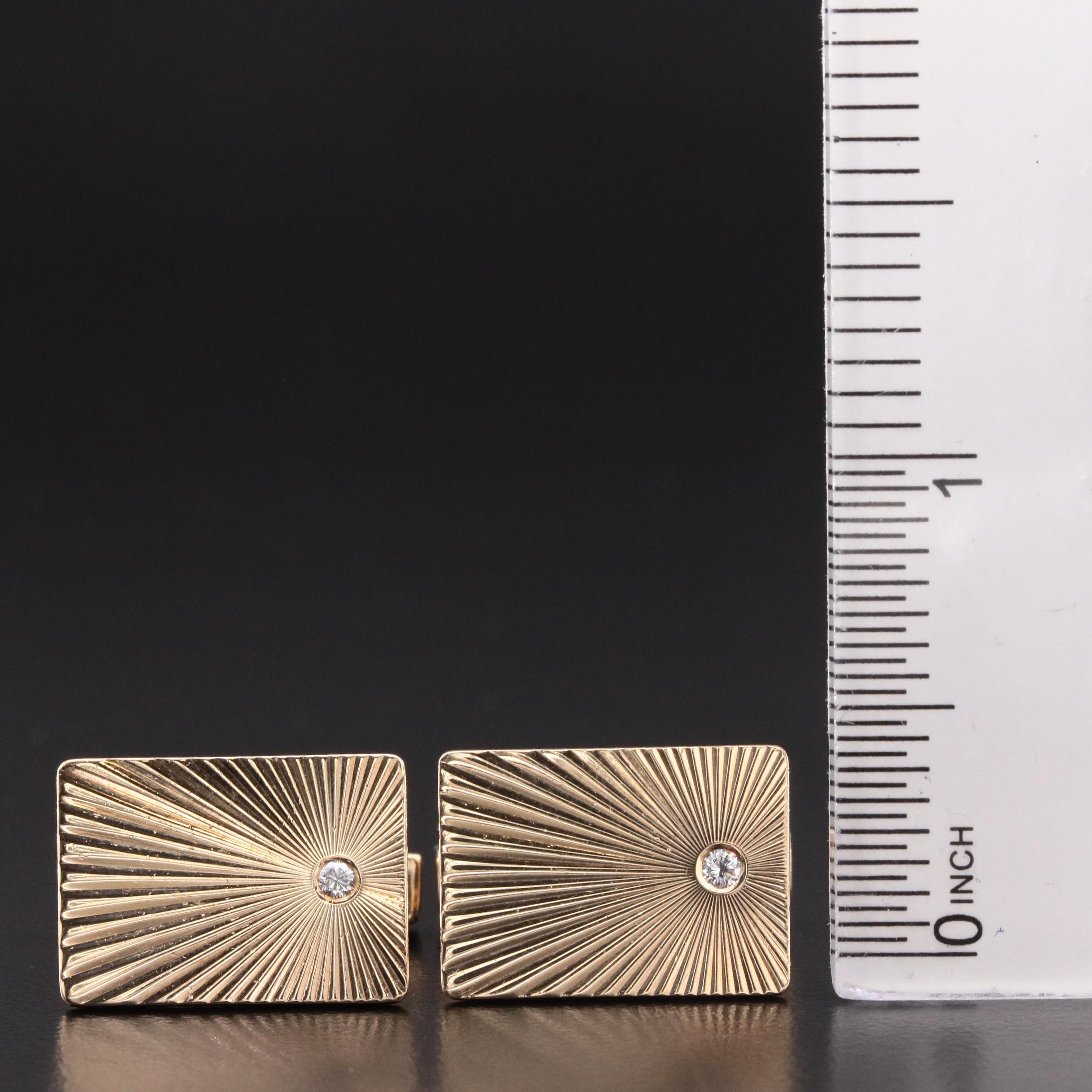 Vintage Larter & Sons for Tiffany & Co. 14K Gold Diamond Sunburst Cufflinks