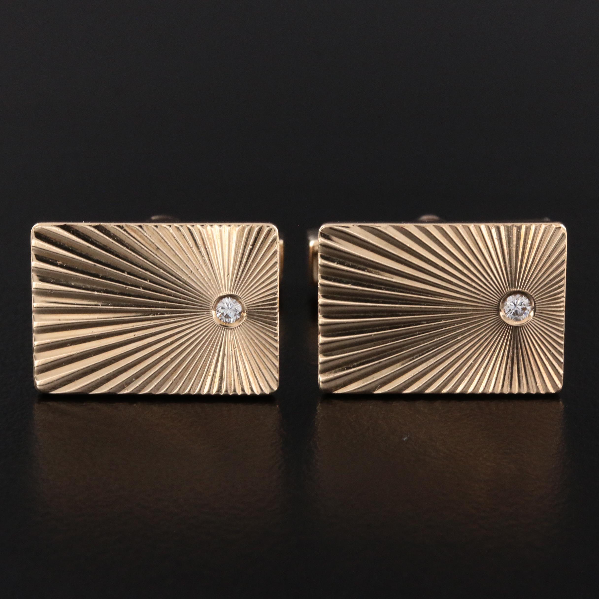 Vintage Larter & Sons for Tiffany & Co. 14K Gold Diamond Sunburst Cufflinks