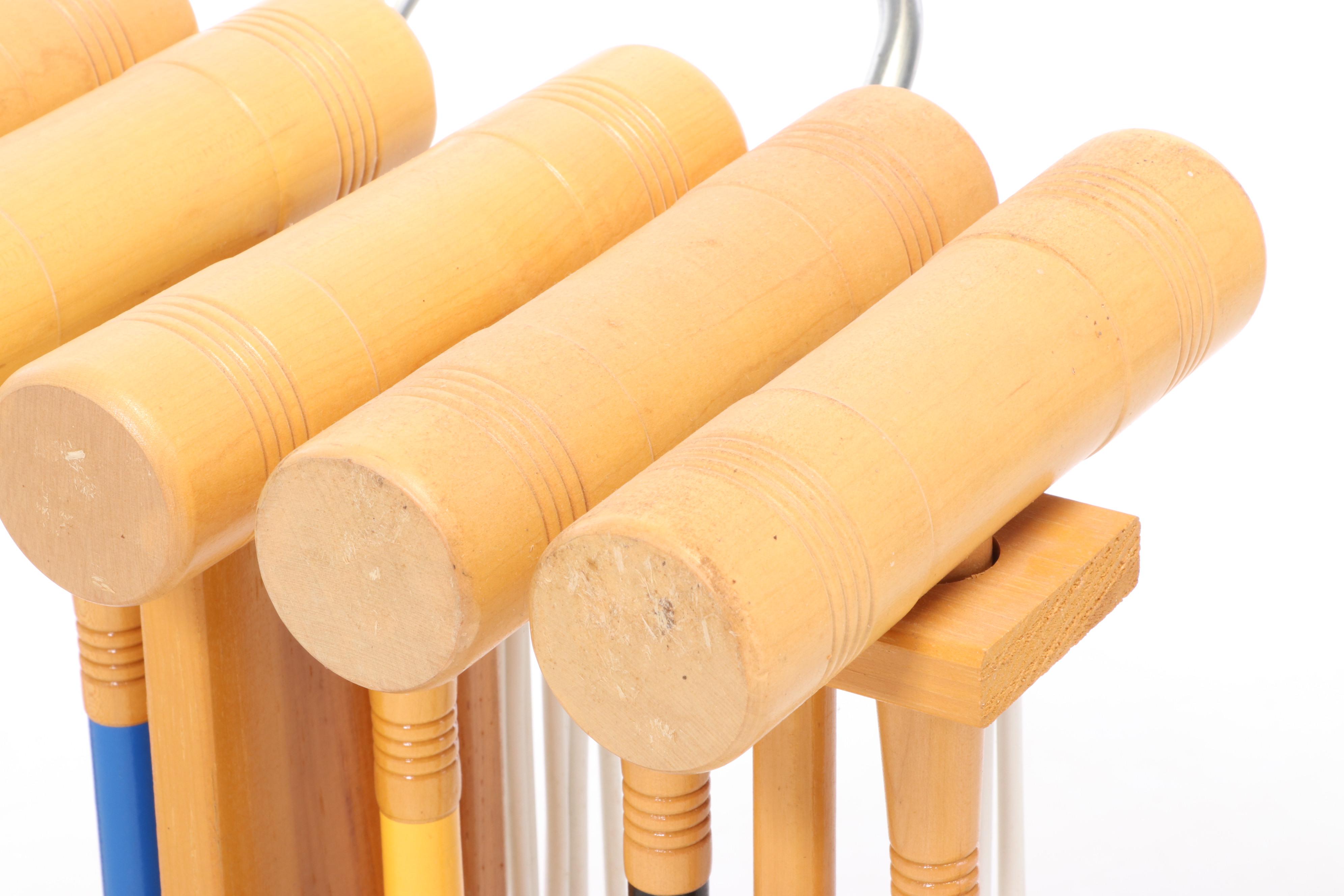 Brookstone Croquet Set with Mallets, Balls and Wheeled Stand