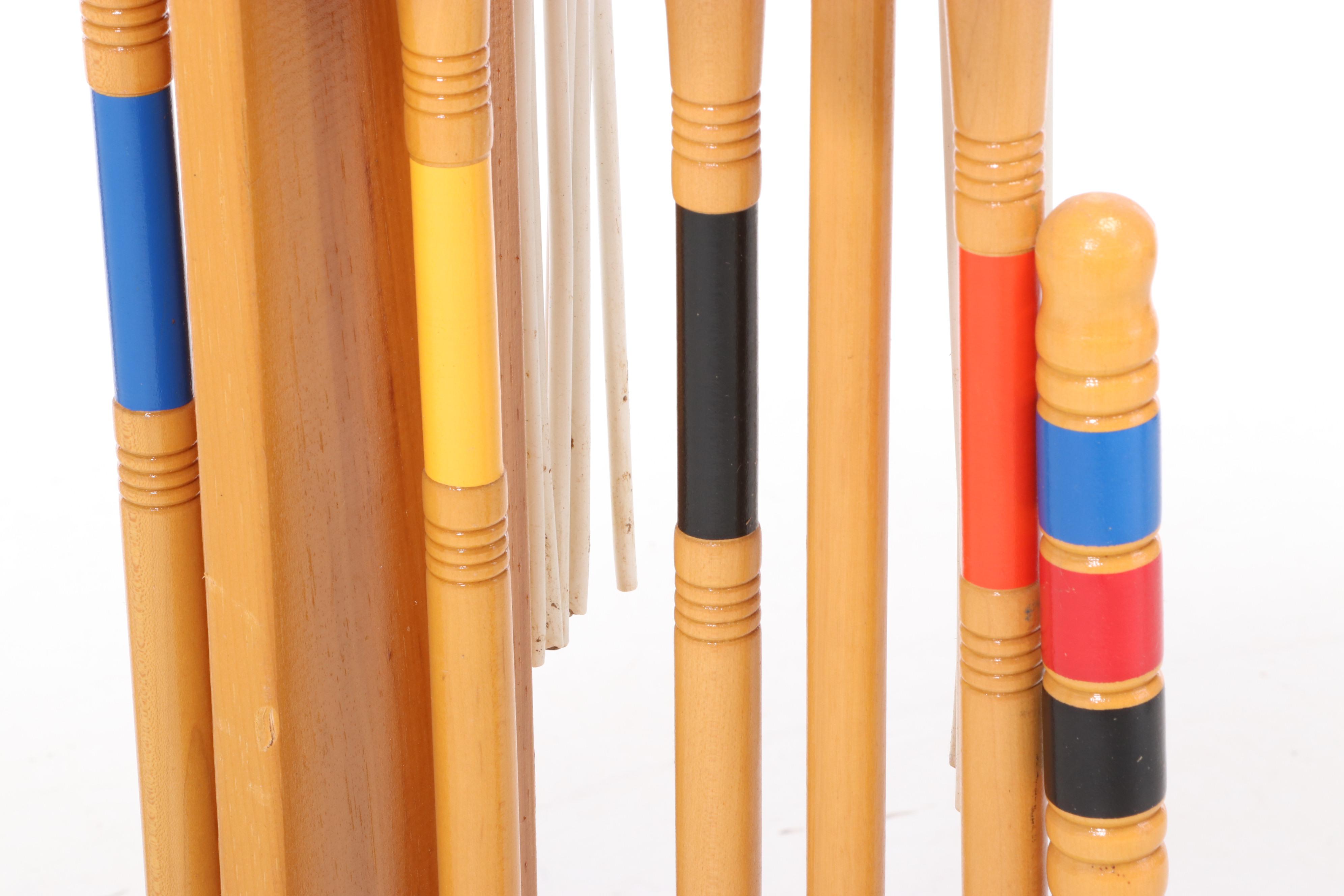 Brookstone Croquet Set with Mallets, Balls and Wheeled Stand